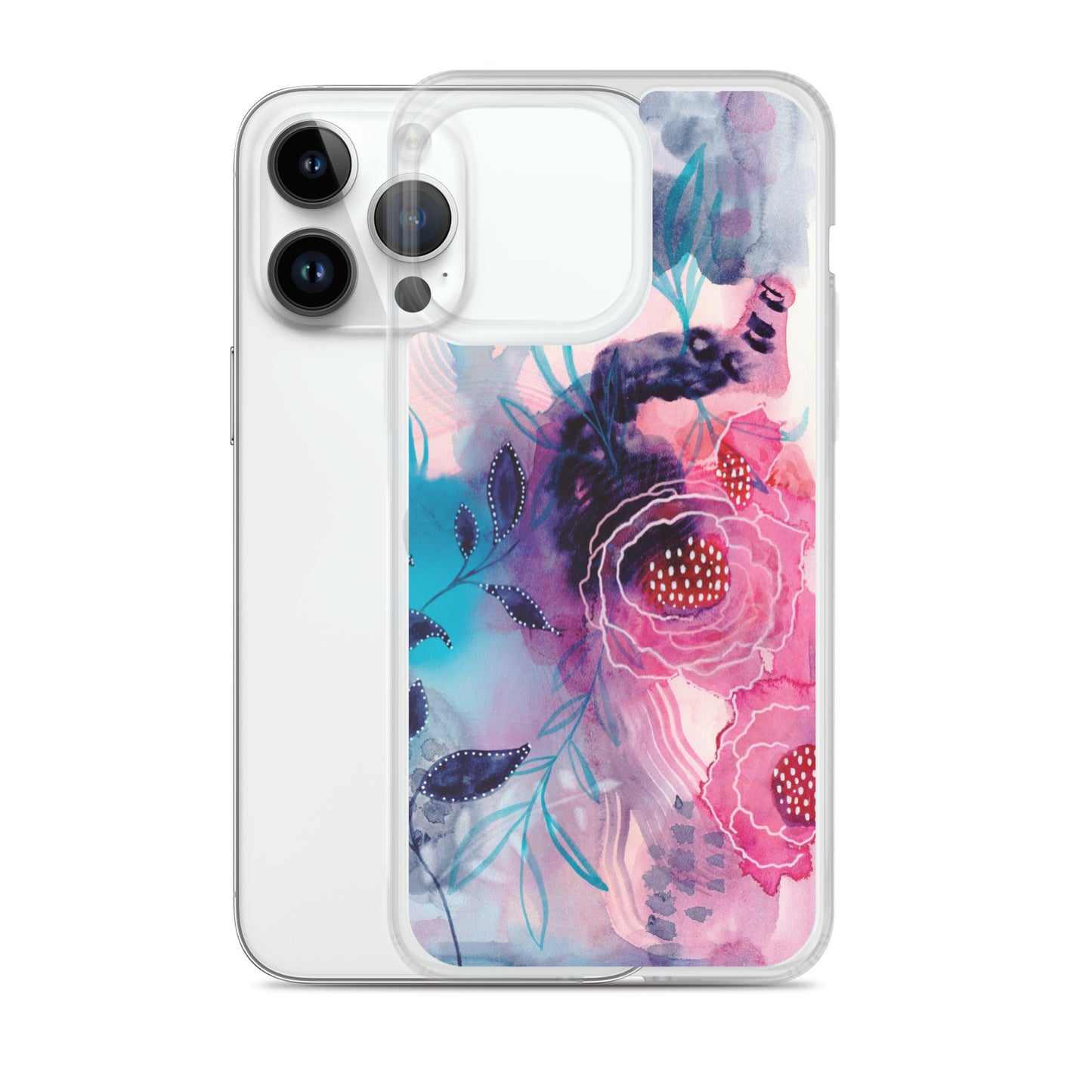 Blue Leaves Clear Case for iPhone® - Aquamarine Design - Artistic Gifts for Women - Art by Artist Tania Herrera from Aquamarine Design Studio