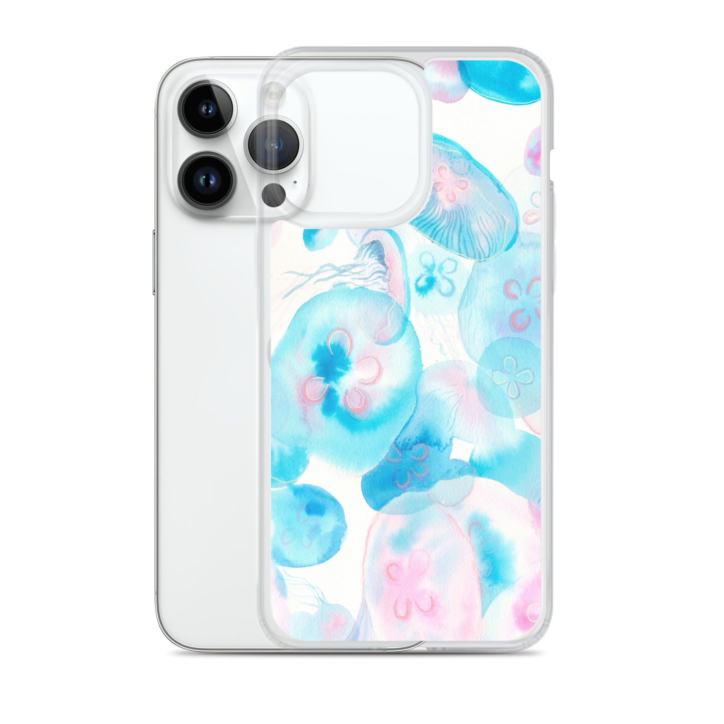 Light Blue Jelly Fish Clear Case for iPhone® - Aquamarine Design - Artistic Gifts for Women - Art by Artist Tania Herrera from Aquamarine Design Studio