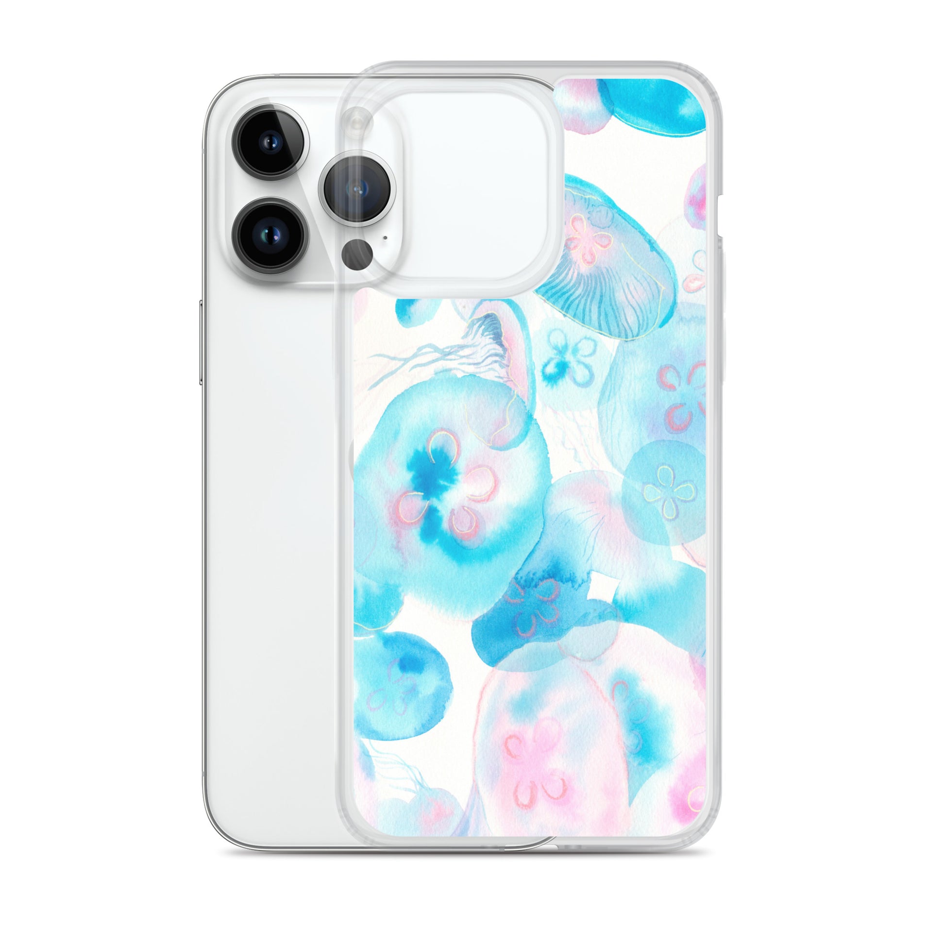 Light Blue Jelly Fish Clear Case for iPhone® - Aquamarine Design - Artistic Gifts for Women - Art by Artist Tania Herrera from Aquamarine Design Studio