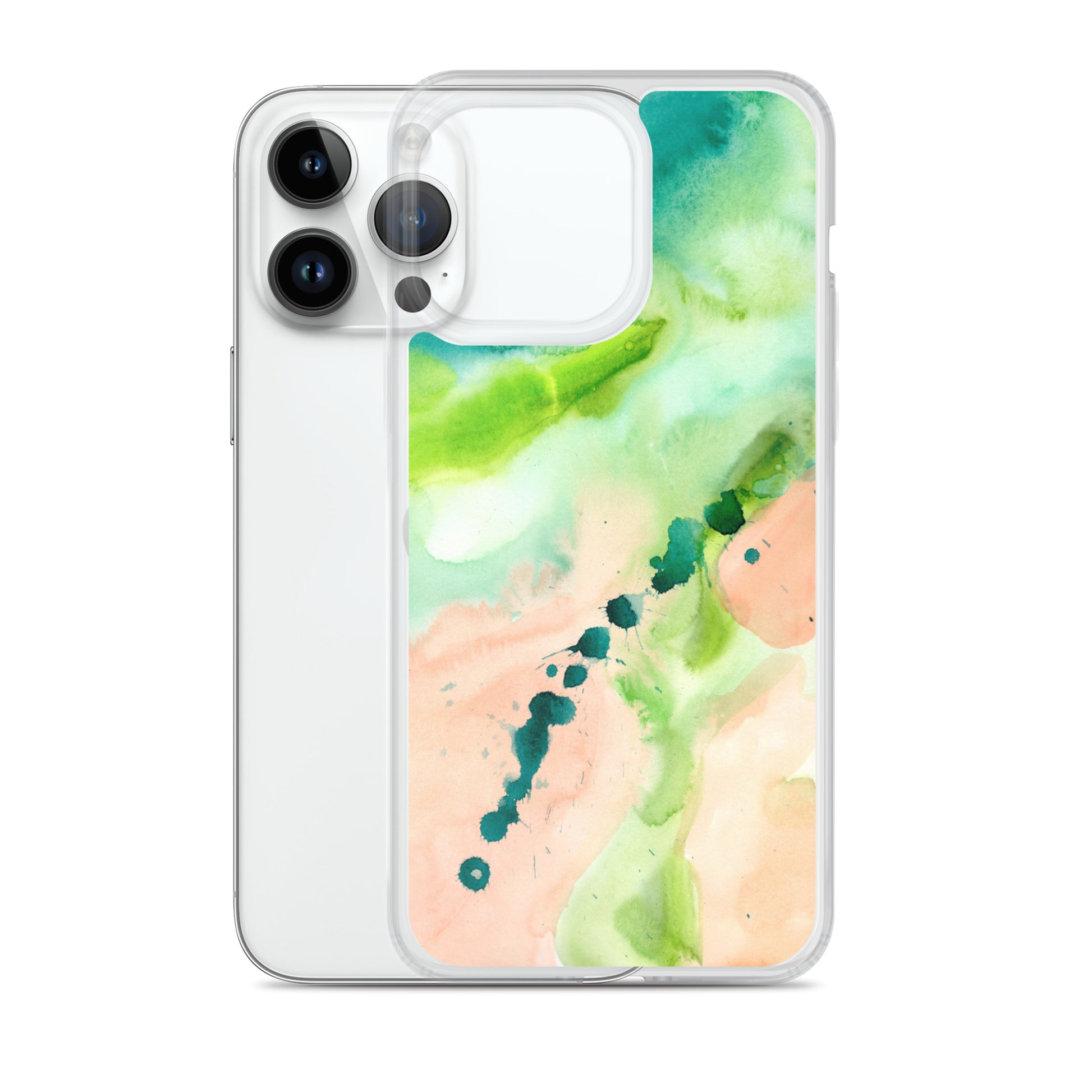 Coral and Aqua Abstract Design Clear Case for iPhone® - Aquamarine Design - Artistic Gifts for Women - Art by Artist Tania Herrera from Aquamarine Design Studio