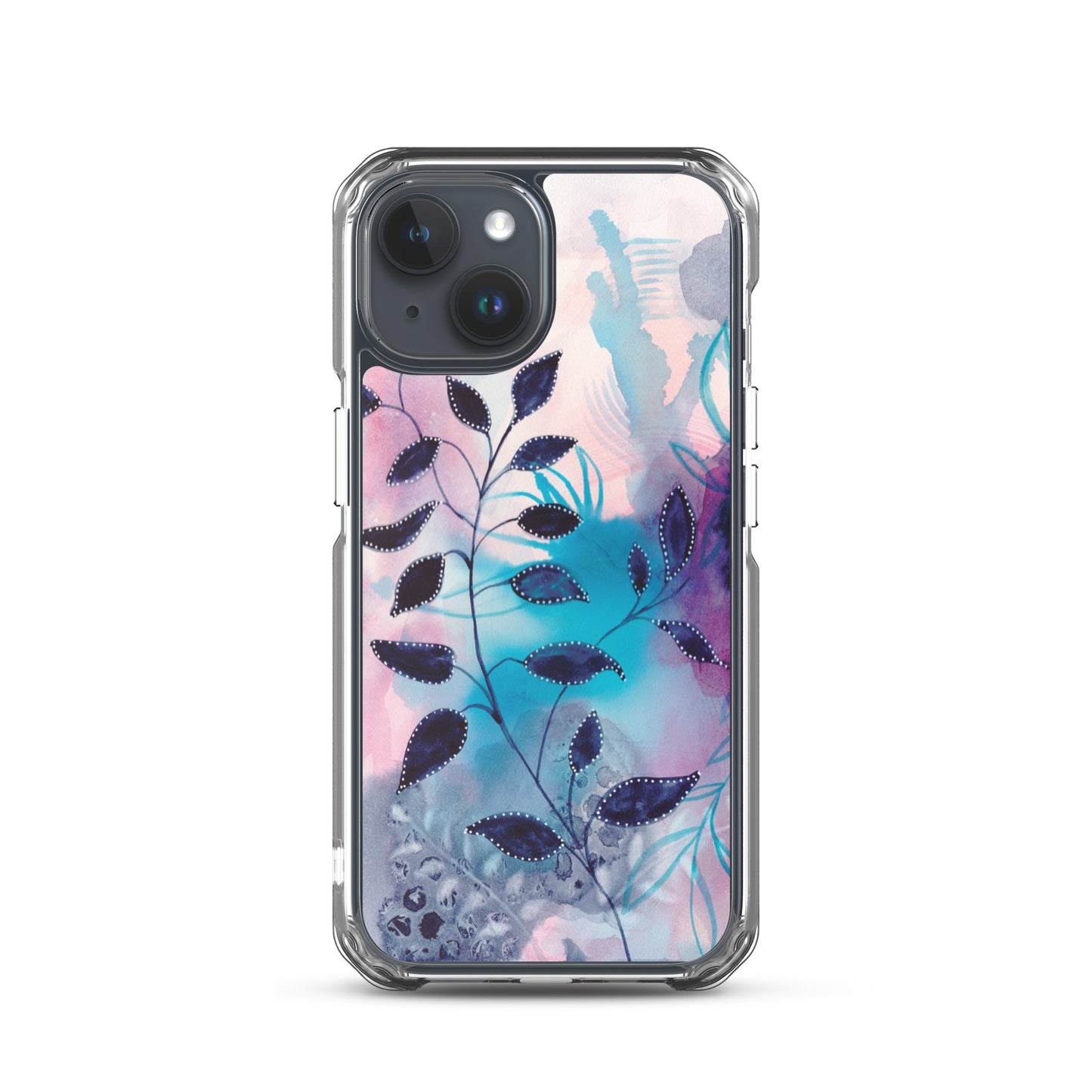 Blue Leaves2 Clear Case for iPhone® - Aquamarine Design - Artistic Gifts for Women - Art by Artist Tania Herrera from Aquamarine Design Studio