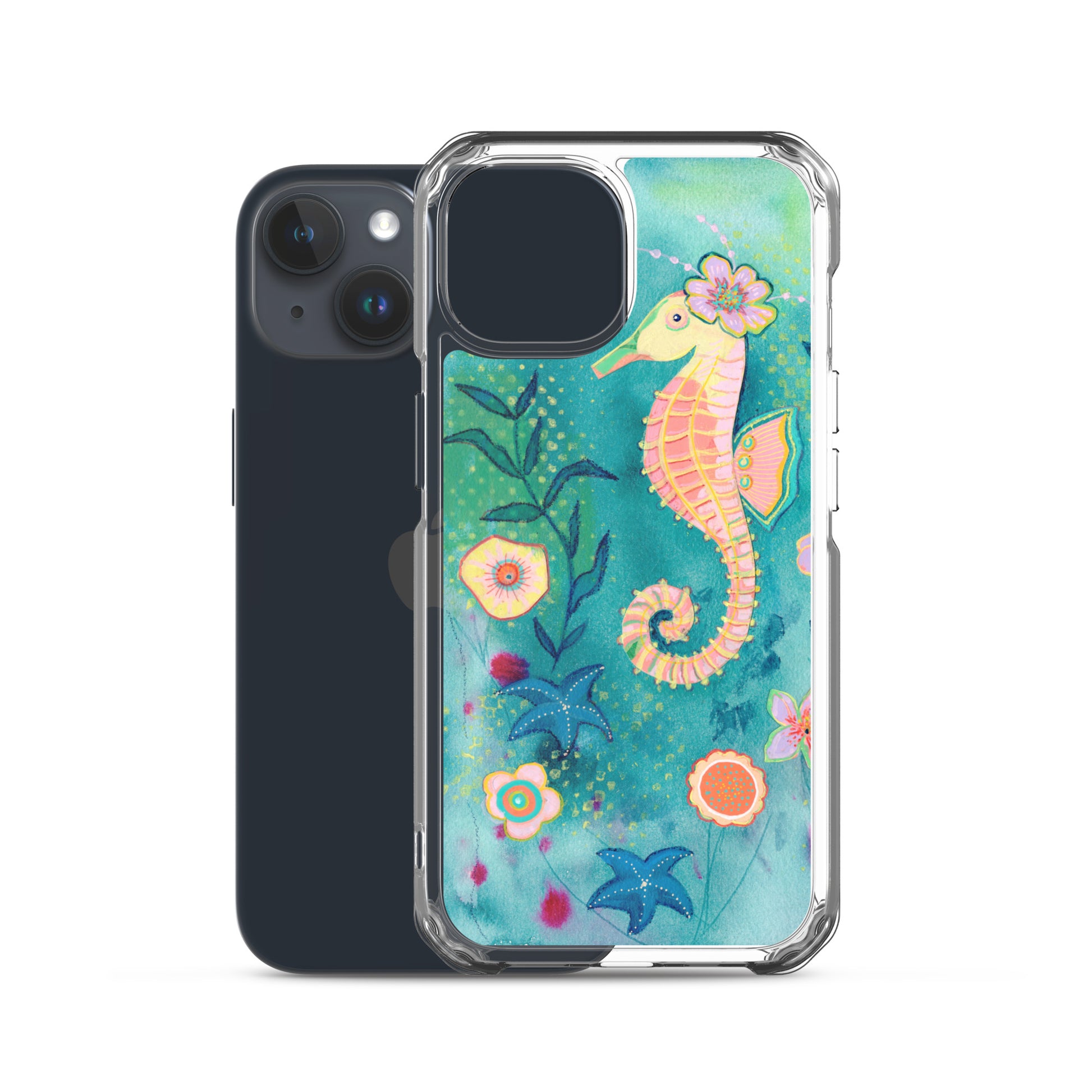 Seahorse Clear Case for iPhone® - Aquamarine Design - Artistic Gifts for Women - Art by Artist Tania Herrera from Aquamarine Design Studio