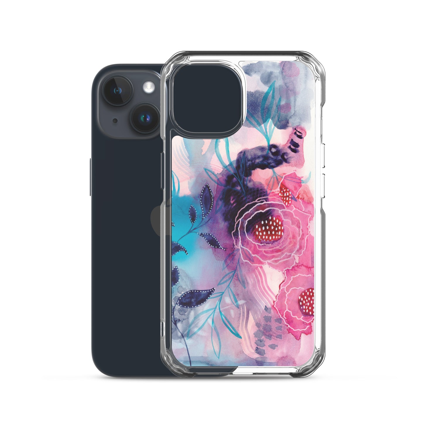 Blue Leaves Clear Case for iPhone® - Aquamarine Design - Artistic Gifts for Women - Art by Artist Tania Herrera from Aquamarine Design Studio