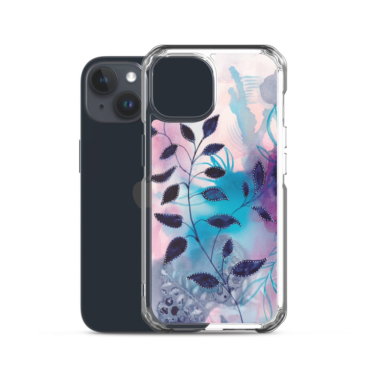 Blue Leaves2 Clear Case for iPhone® - Aquamarine Design - Artistic Gifts for Women - Art by Artist Tania Herrera from Aquamarine Design Studio