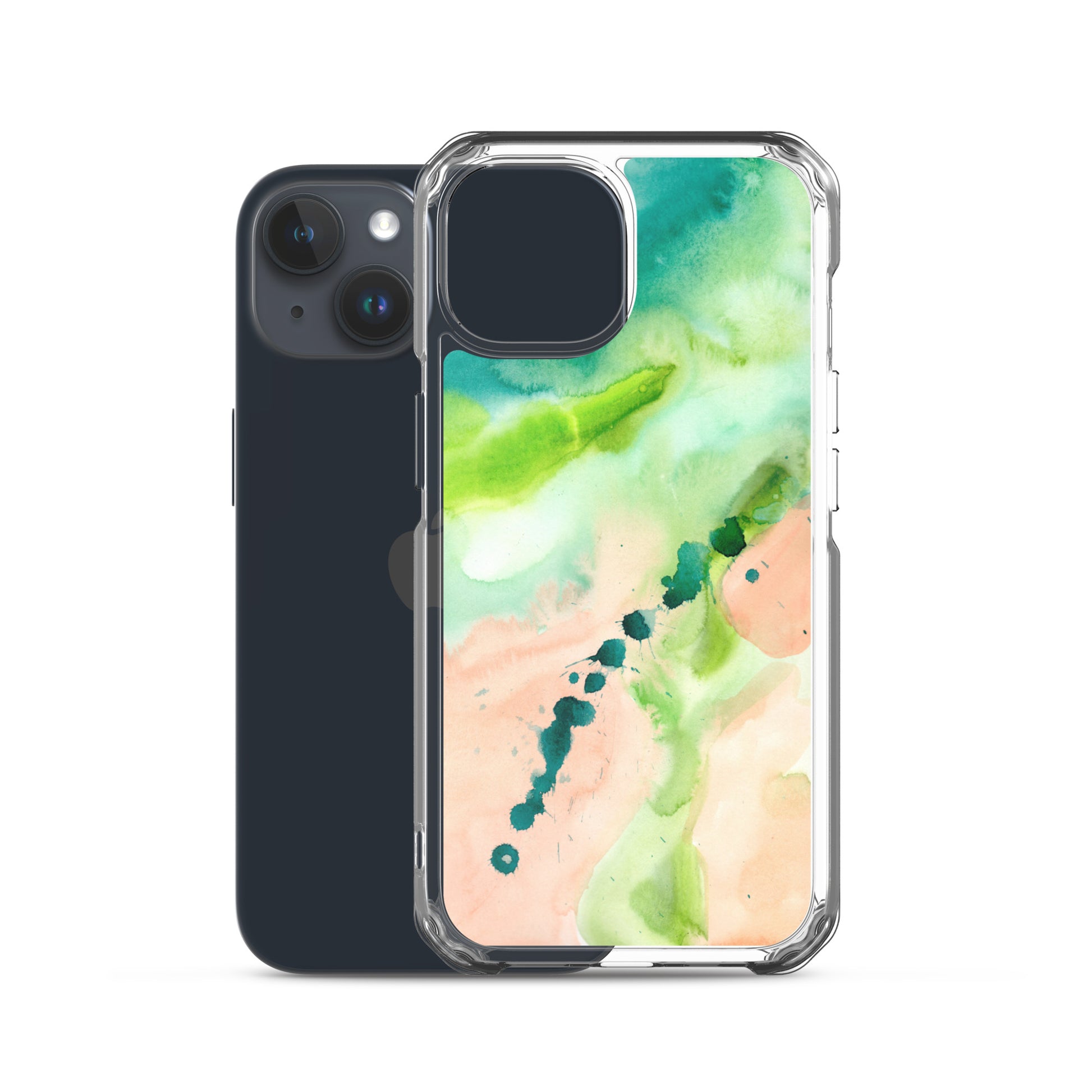 Coral and Aqua Abstract Design Clear Case for iPhone® - Aquamarine Design - Artistic Gifts for Women - Art by Artist Tania Herrera from Aquamarine Design Studio
