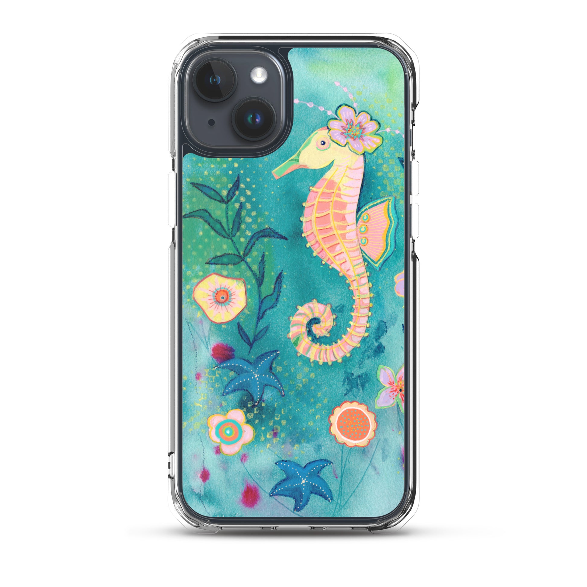 Seahorse Clear Case for iPhone® - Aquamarine Design - Artistic Gifts for Women - Art by Artist Tania Herrera from Aquamarine Design Studio