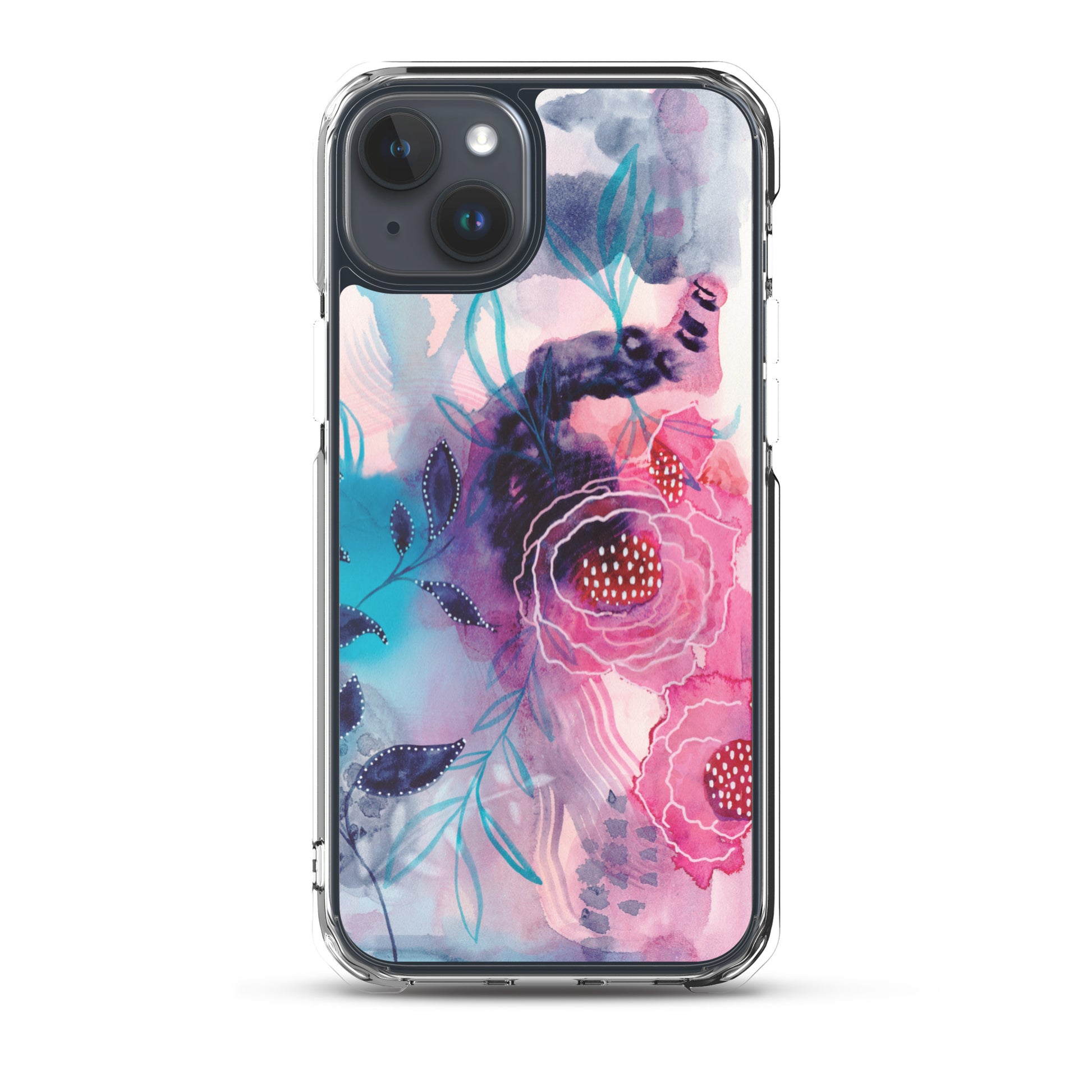 Blue Leaves Clear Case for iPhone® - Aquamarine Design - Artistic Gifts for Women - Art by Artist Tania Herrera from Aquamarine Design Studio