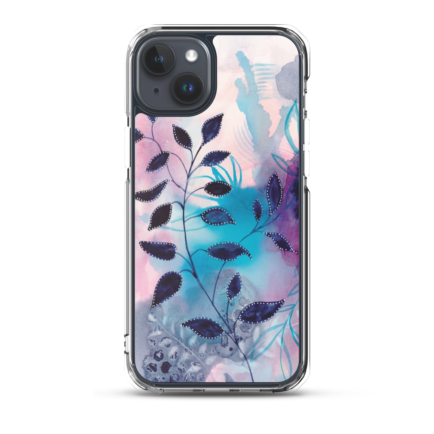 Blue Leaves2 Clear Case for iPhone® - Aquamarine Design - Artistic Gifts for Women - Art by Artist Tania Herrera from Aquamarine Design Studio