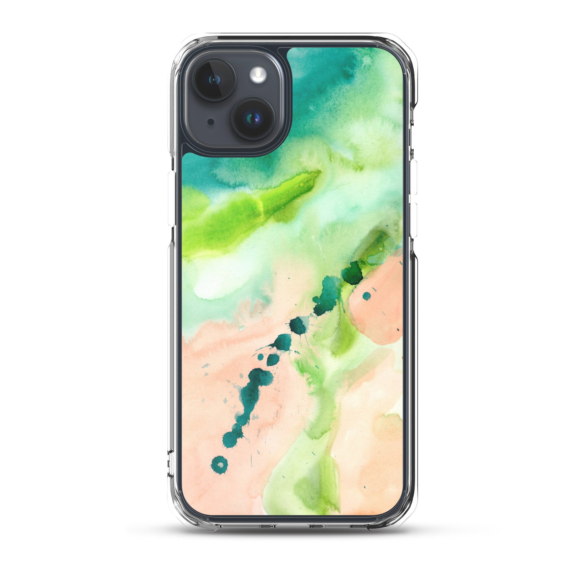 Coral and Aqua Abstract Design Clear Case for iPhone® - Aquamarine Design - Artistic Gifts for Women - Art by Artist Tania Herrera from Aquamarine Design Studio