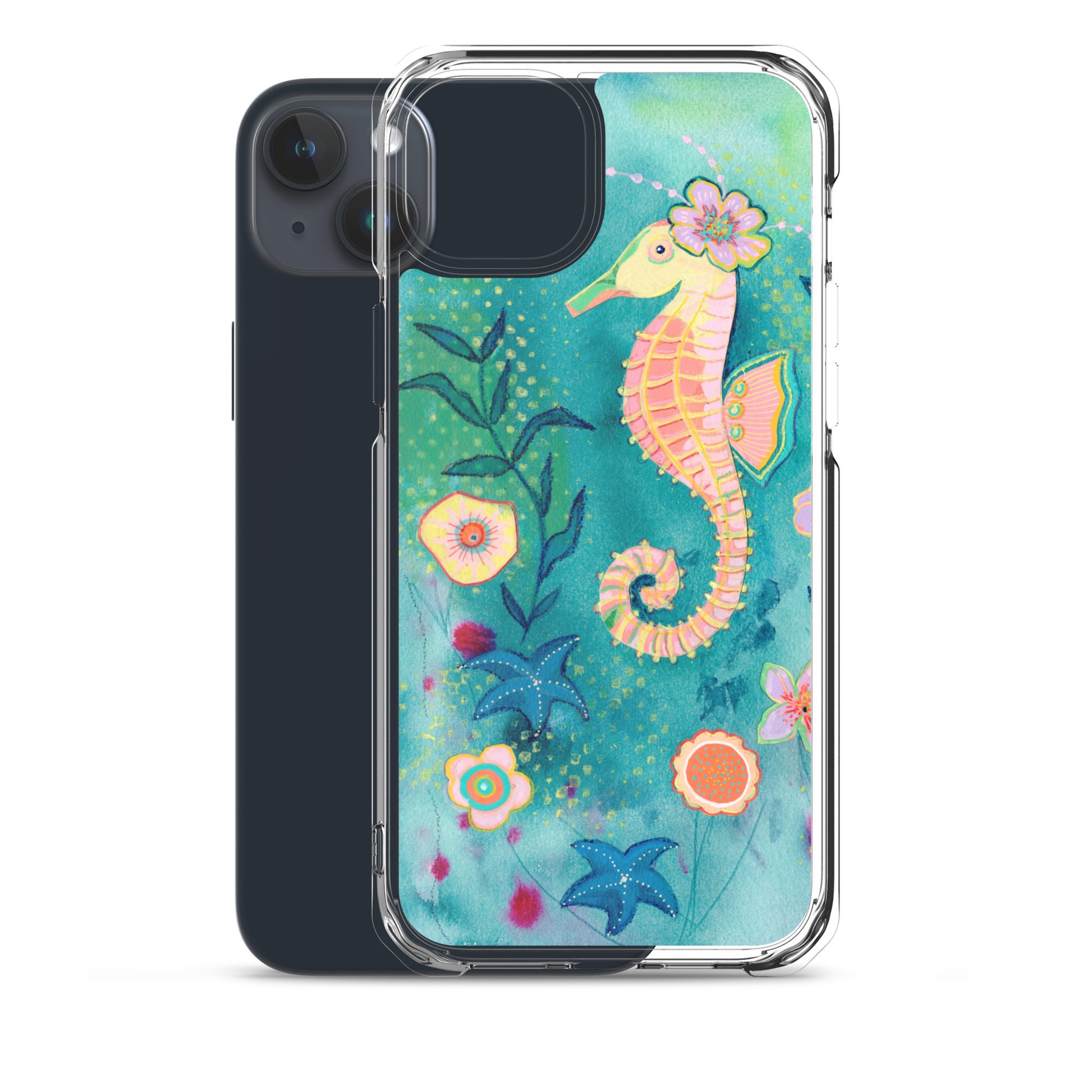 Seahorse Clear Case for iPhone® - Aquamarine Design - Artistic Gifts for Women - Art by Artist Tania Herrera from Aquamarine Design Studio