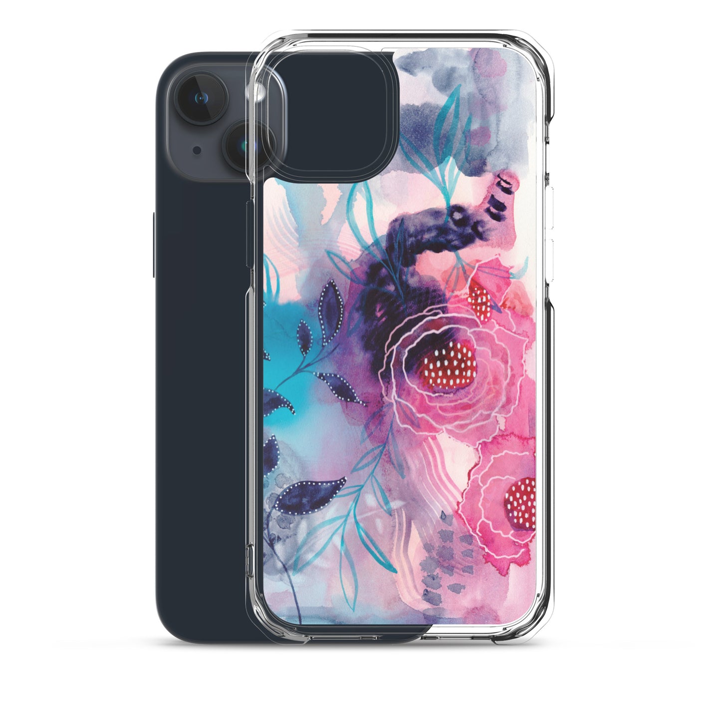 Blue Leaves Clear Case for iPhone® - Aquamarine Design - Artistic Gifts for Women - Art by Artist Tania Herrera from Aquamarine Design Studio