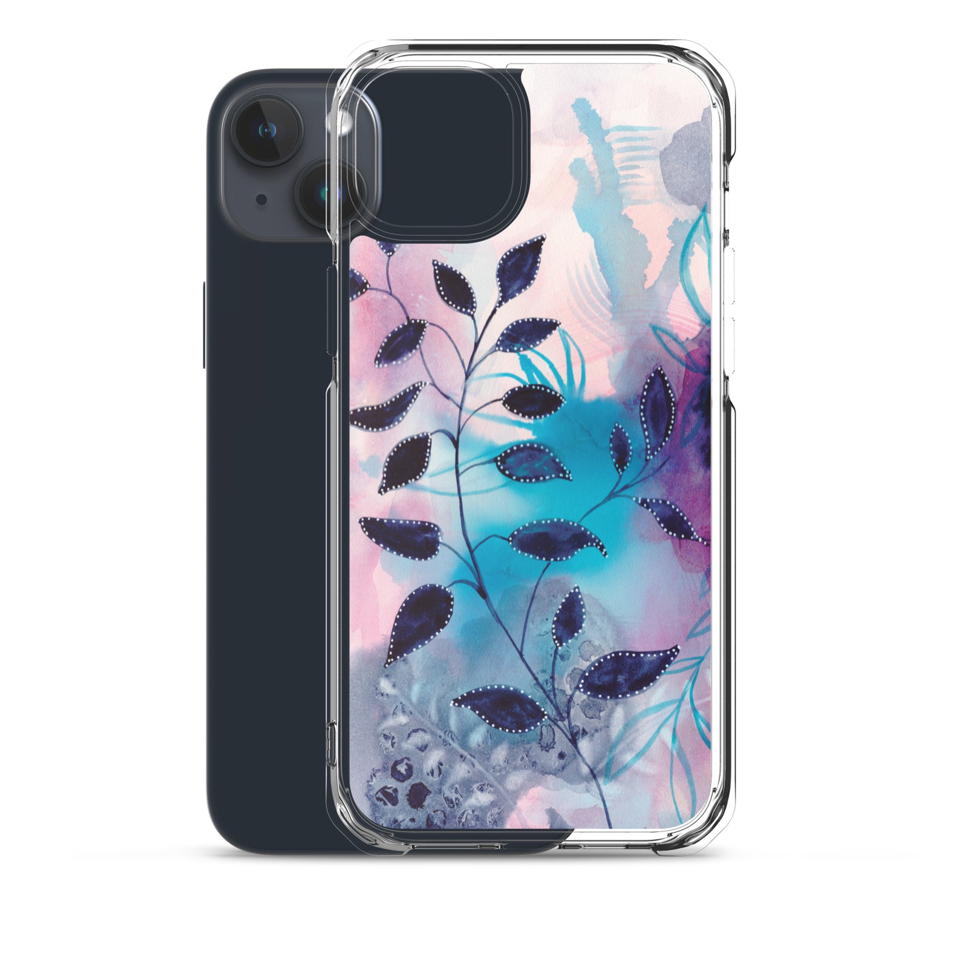 Blue Leaves2 Clear Case for iPhone® - Aquamarine Design - Artistic Gifts for Women - Art by Artist Tania Herrera from Aquamarine Design Studio