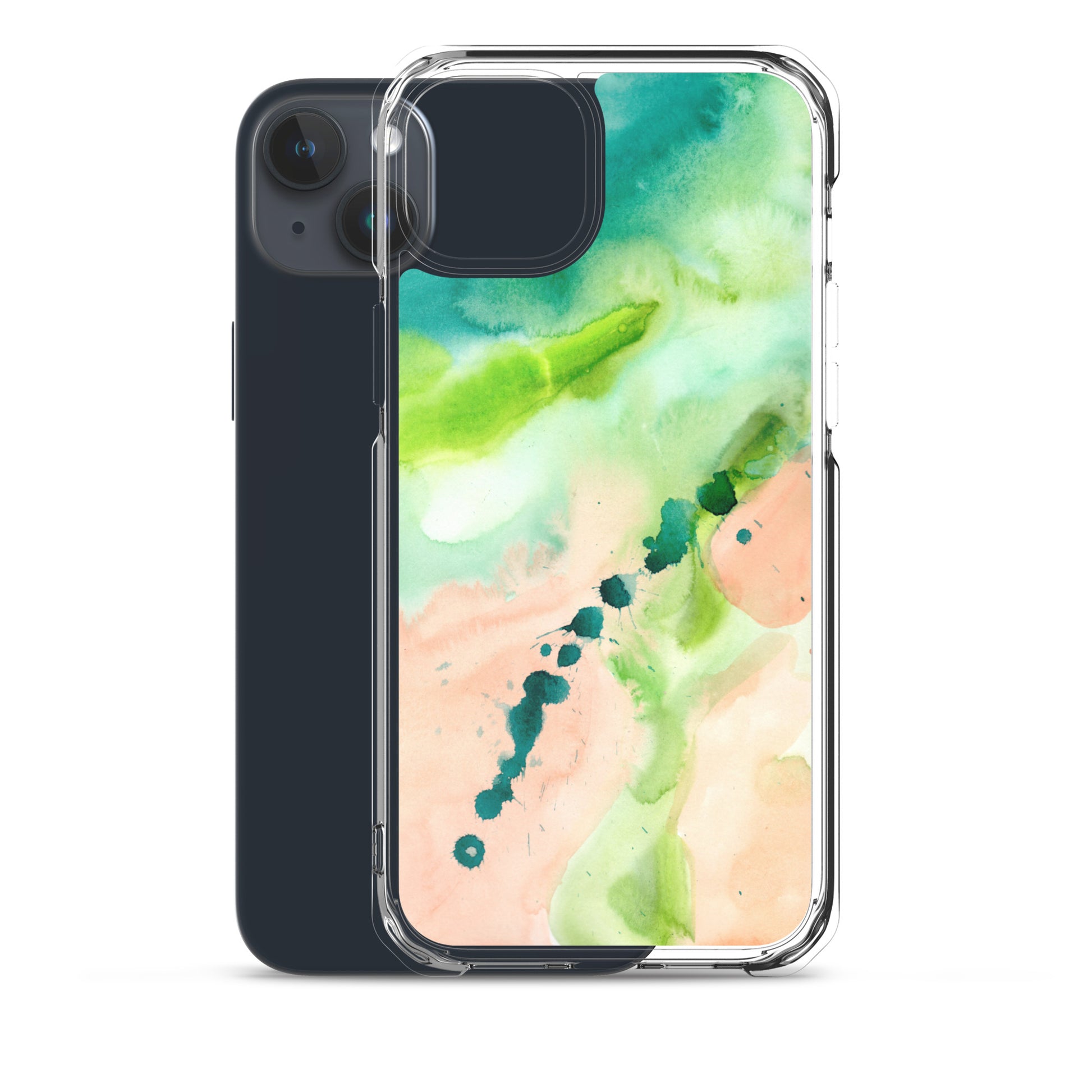 Coral and Aqua Abstract Design Clear Case for iPhone® - Aquamarine Design - Artistic Gifts for Women - Art by Artist Tania Herrera from Aquamarine Design Studio