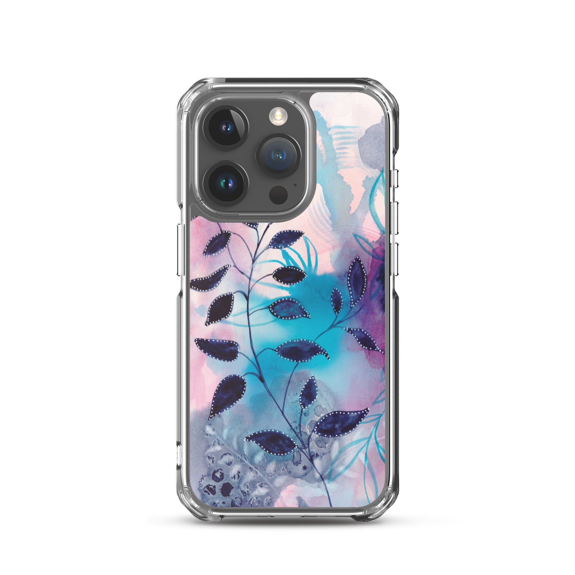 Blue Leaves2 Clear Case for iPhone® - Aquamarine Design - Artistic Gifts for Women - Art by Artist Tania Herrera from Aquamarine Design Studio