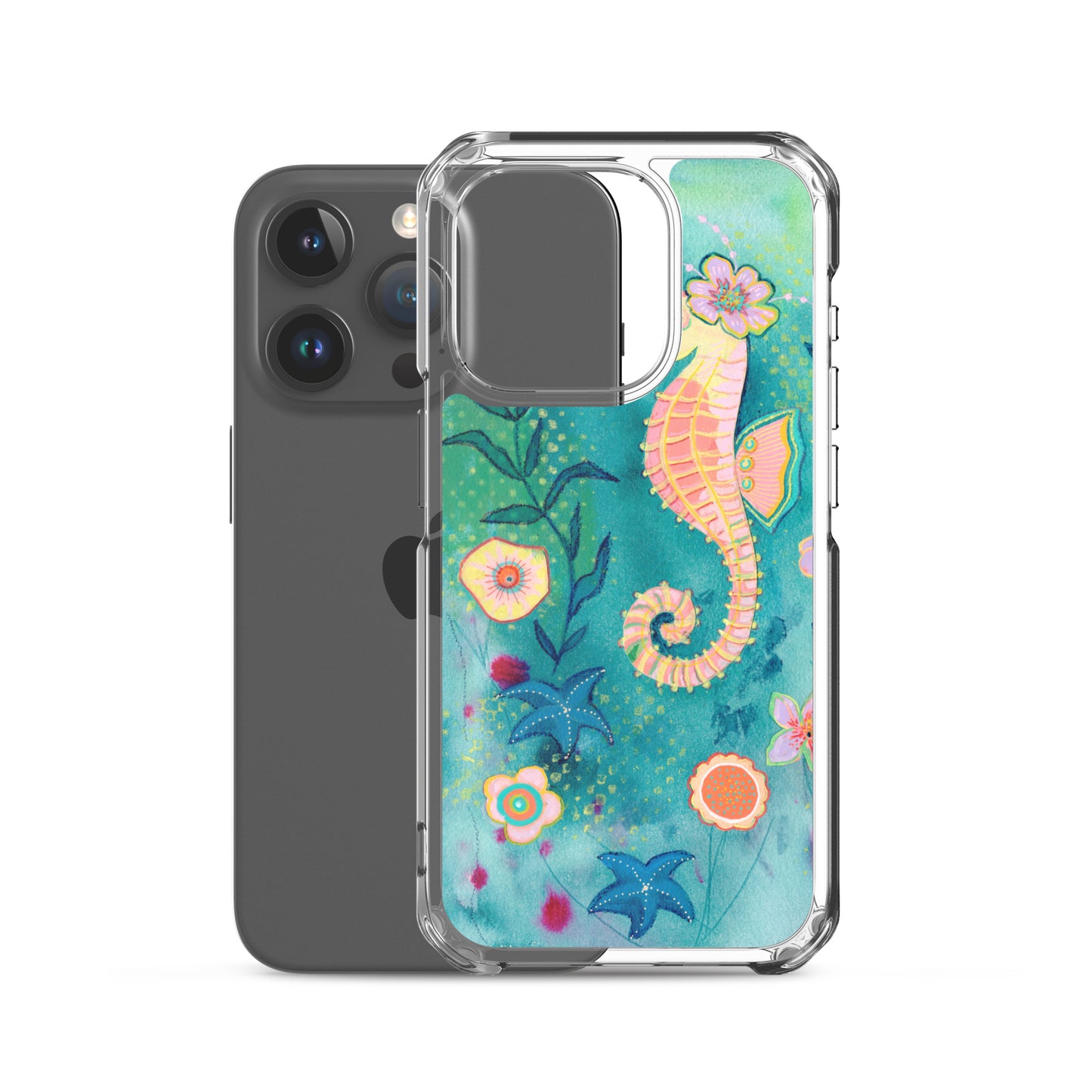Seahorse Clear Case for iPhone® - Aquamarine Design - Artistic Gifts for Women - Art by Artist Tania Herrera from Aquamarine Design Studio