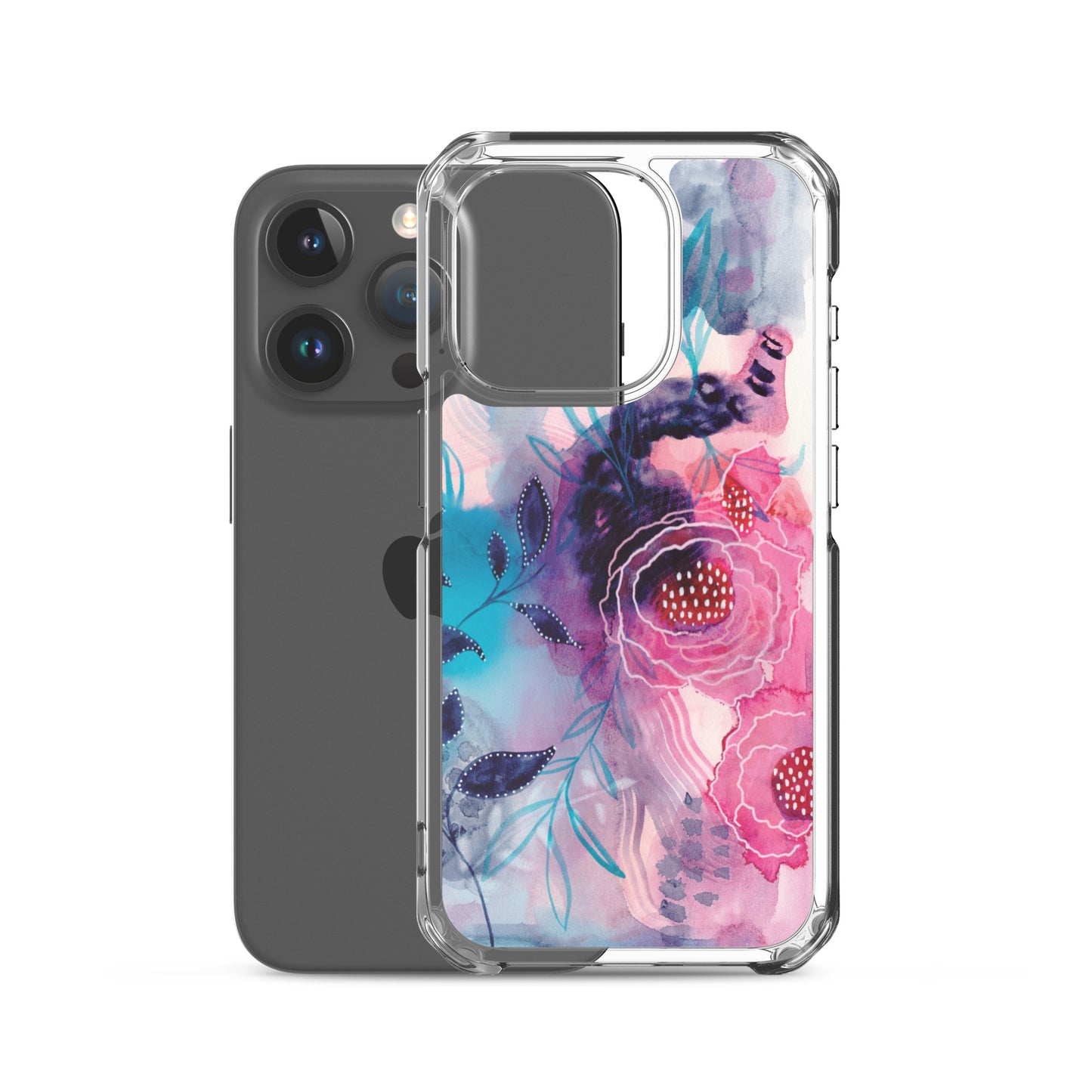 Blue Leaves Clear Case for iPhone® - Aquamarine Design - Artistic Gifts for Women - Art by Artist Tania Herrera from Aquamarine Design Studio
