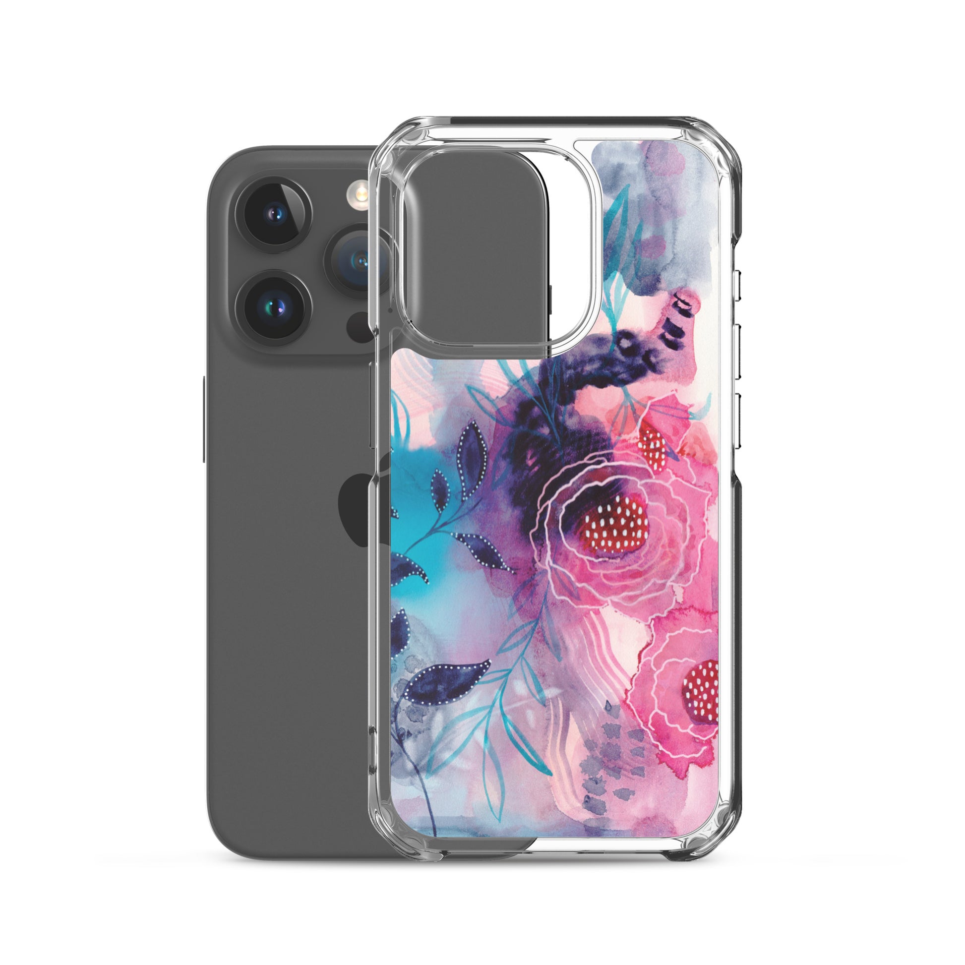 Blue Leaves Clear Case for iPhone® - Aquamarine Design - Artistic Gifts for Women - Art by Artist Tania Herrera from Aquamarine Design Studio