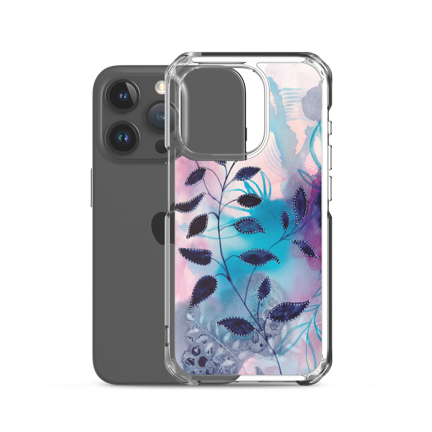 Blue Leaves2 Clear Case for iPhone® - Aquamarine Design - Artistic Gifts for Women - Art by Artist Tania Herrera from Aquamarine Design Studio