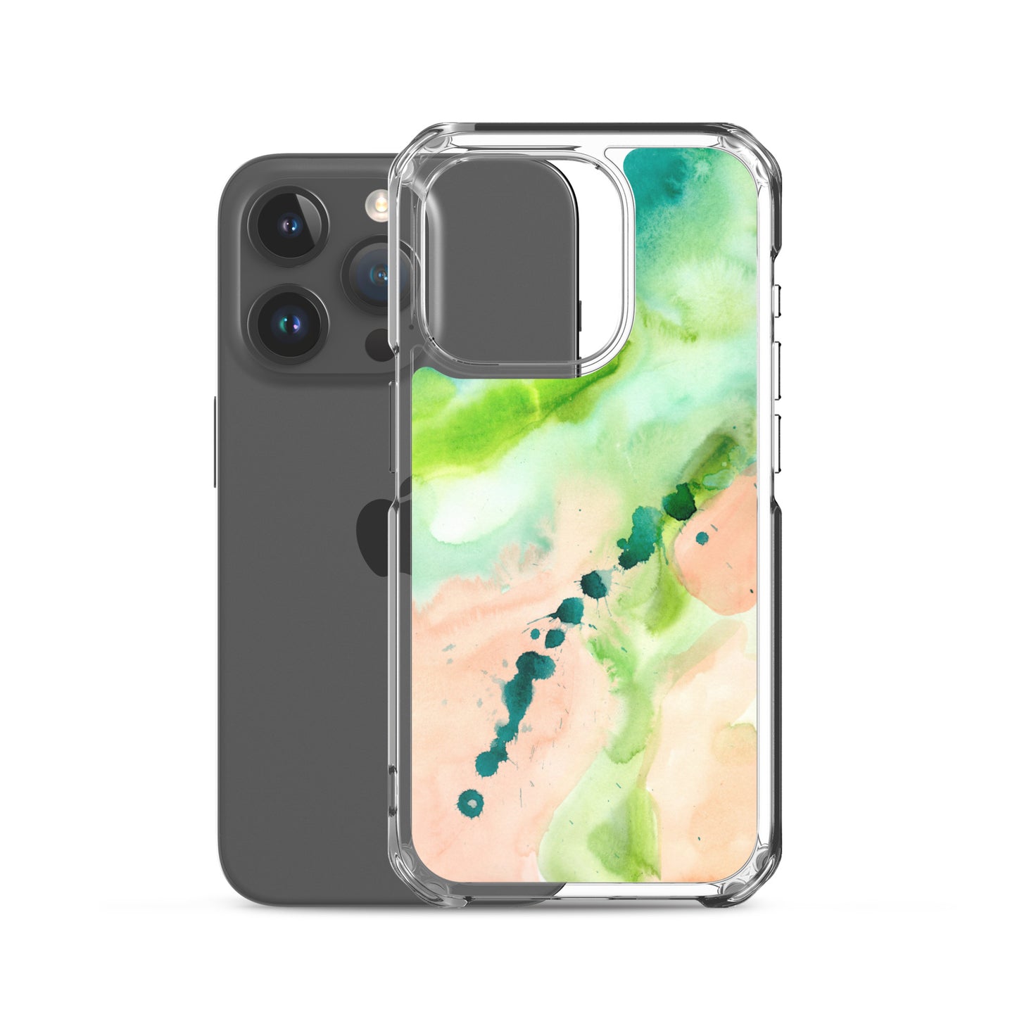 Coral and Aqua Abstract Design Clear Case for iPhone® - Aquamarine Design - Artistic Gifts for Women - Art by Artist Tania Herrera from Aquamarine Design Studio
