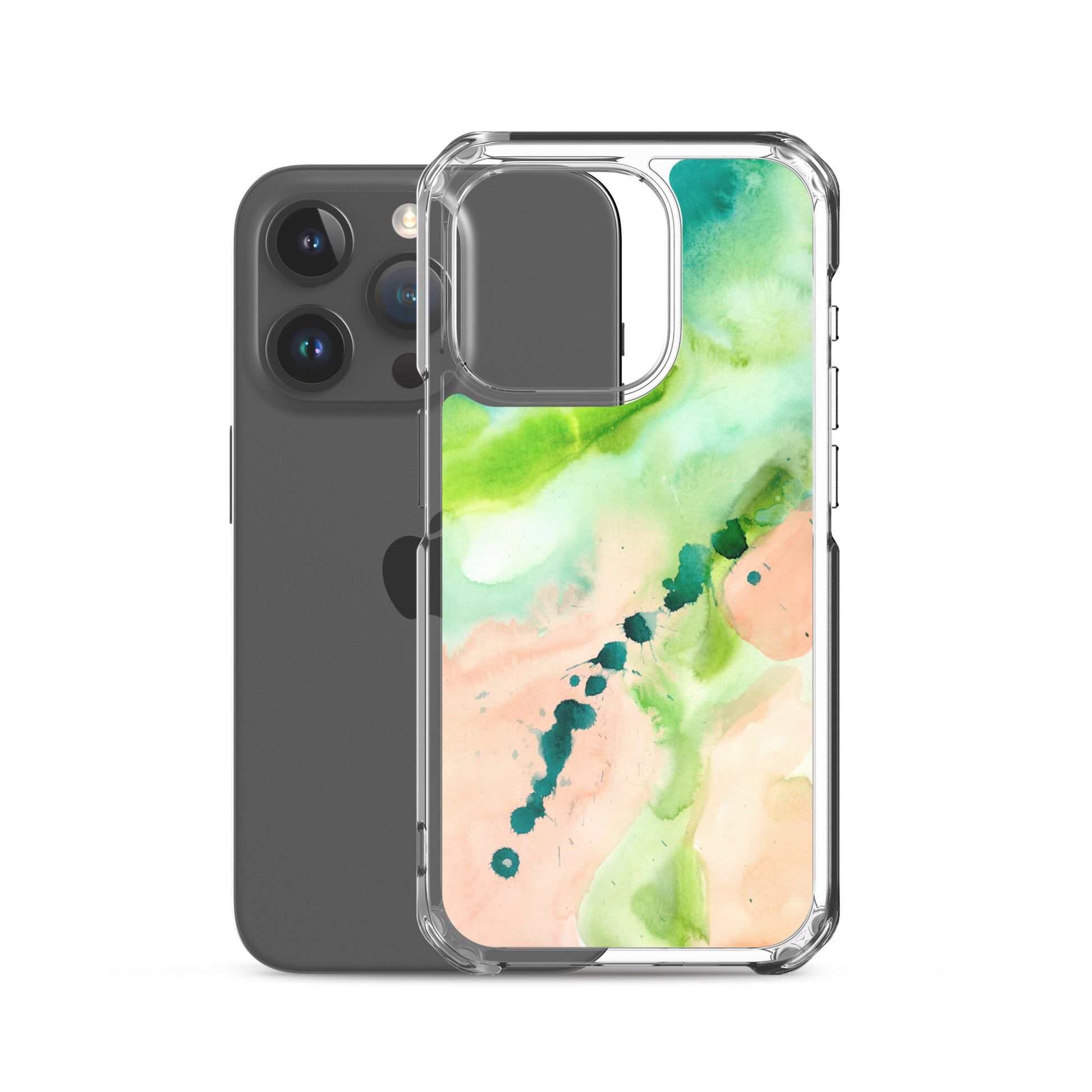 Coral and Aqua Abstract Design Clear Case for iPhone® - Aquamarine Design - Artistic Gifts for Women - Art by Artist Tania Herrera from Aquamarine Design Studio