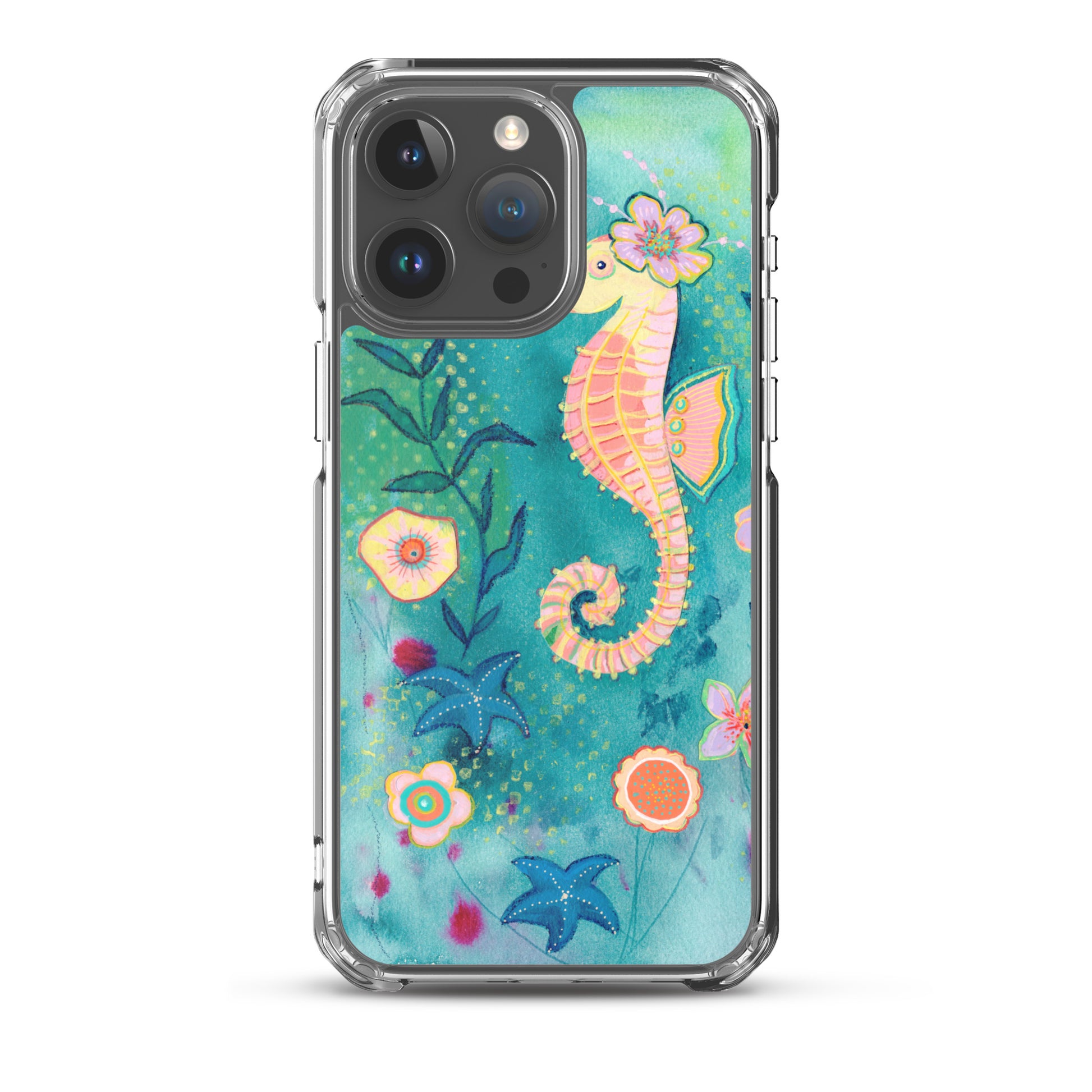 Seahorse Clear Case for iPhone® - Aquamarine Design - Artistic Gifts for Women - Art by Artist Tania Herrera from Aquamarine Design Studio