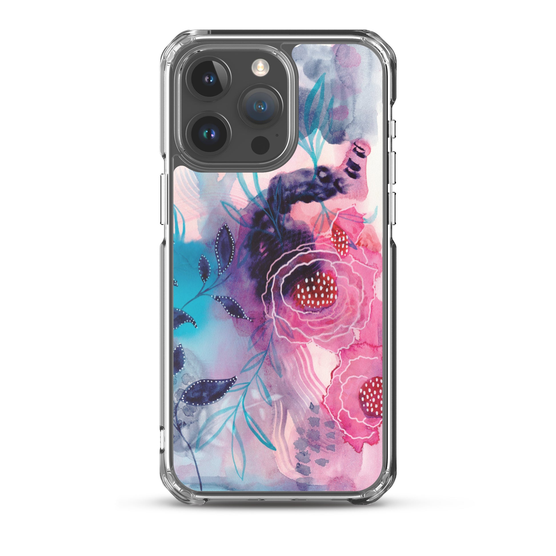 Blue Leaves Clear Case for iPhone® - Aquamarine Design - Artistic Gifts for Women - Art by Artist Tania Herrera from Aquamarine Design Studio