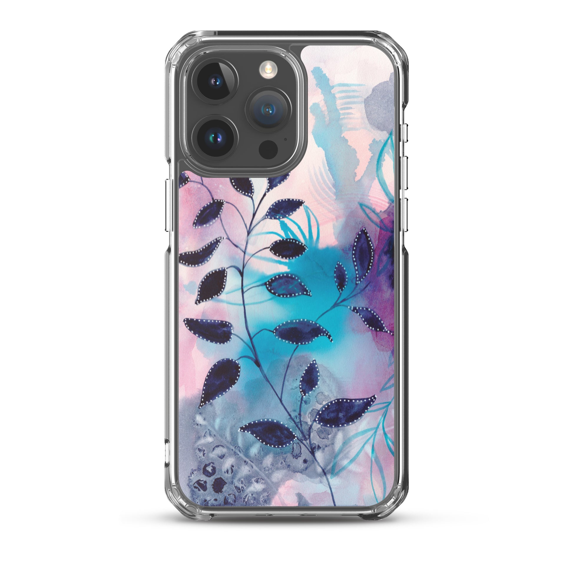 Blue Leaves2 Clear Case for iPhone® - Aquamarine Design - Artistic Gifts for Women - Art by Artist Tania Herrera from Aquamarine Design Studio