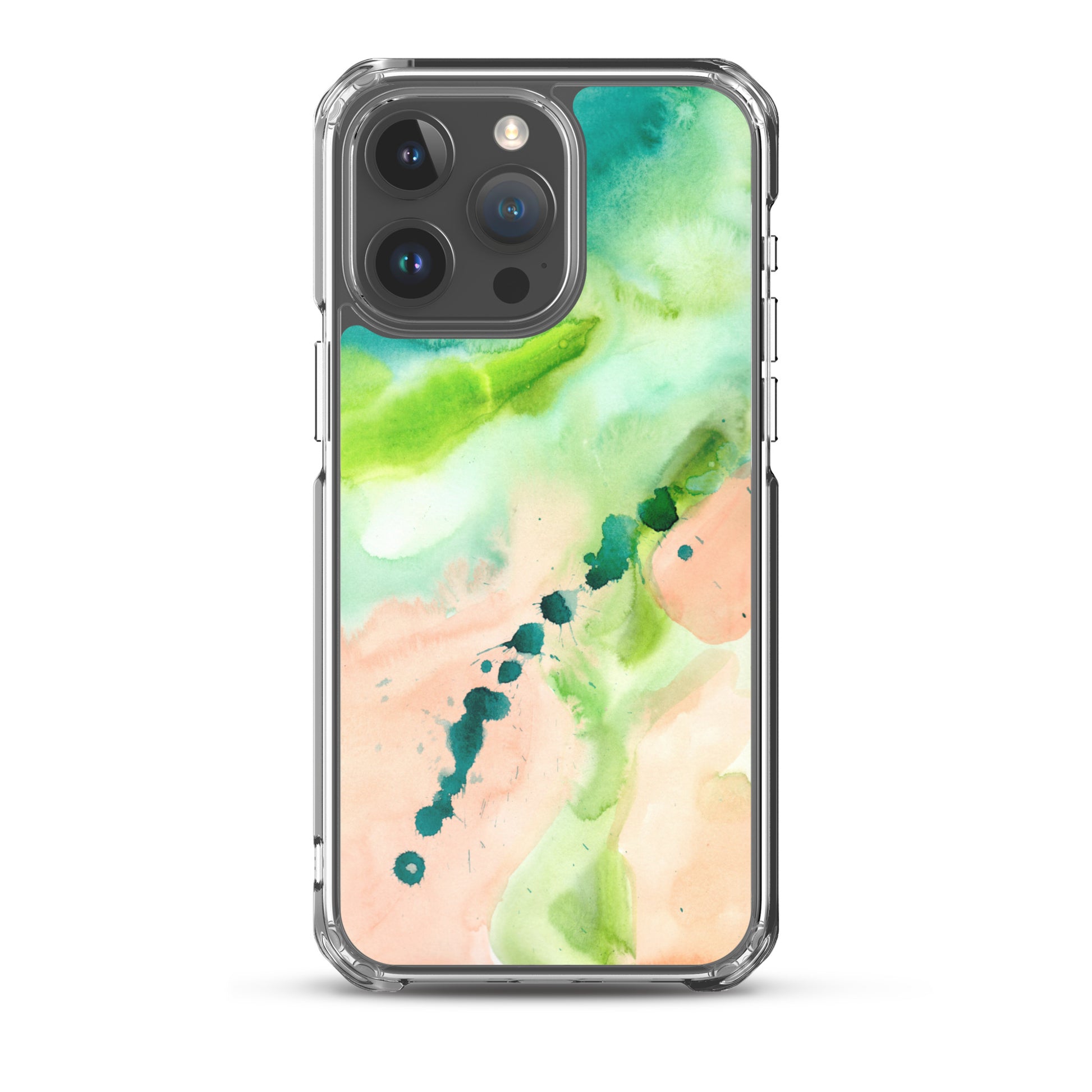 Coral and Aqua Abstract Design Clear Case for iPhone® - Aquamarine Design - Artistic Gifts for Women - Art by Artist Tania Herrera from Aquamarine Design Studio