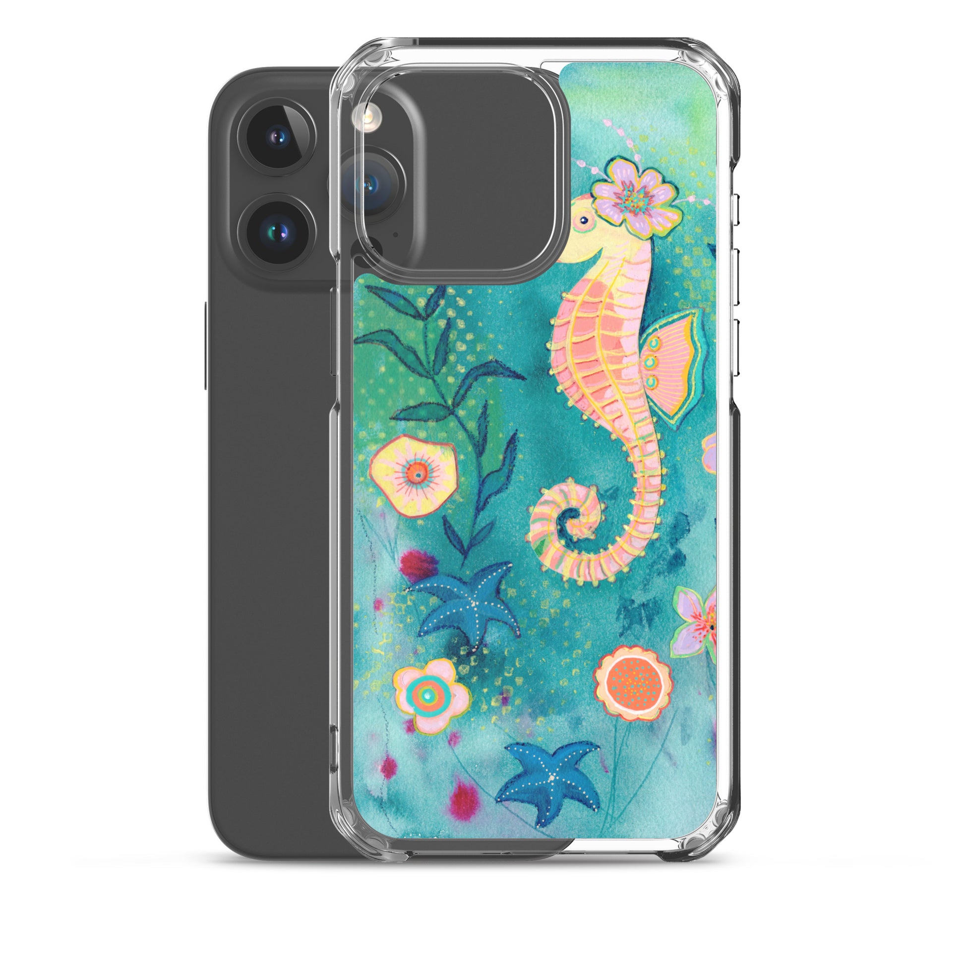 Seahorse Clear Case for iPhone® - Aquamarine Design - Artistic Gifts for Women - Art by Artist Tania Herrera from Aquamarine Design Studio