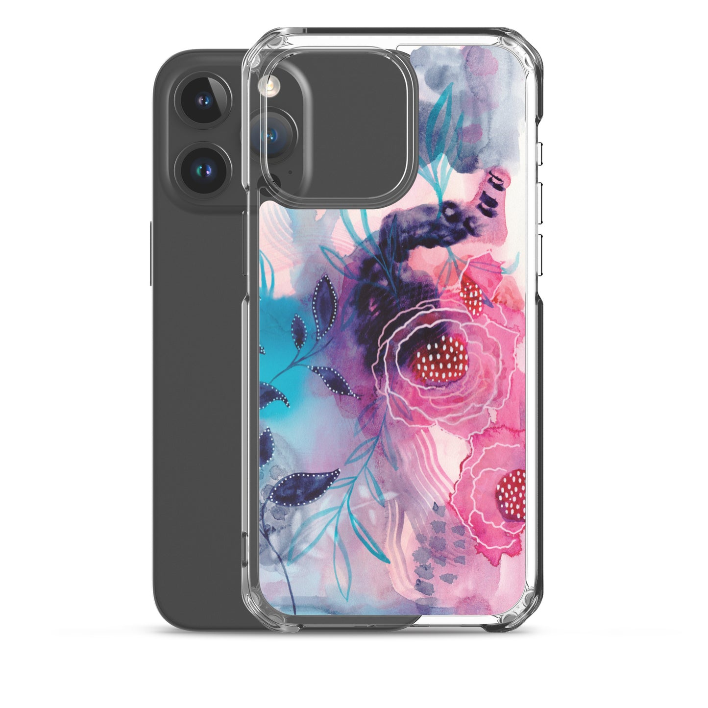 Blue Leaves Clear Case for iPhone® - Aquamarine Design - Artistic Gifts for Women - Art by Artist Tania Herrera from Aquamarine Design Studio