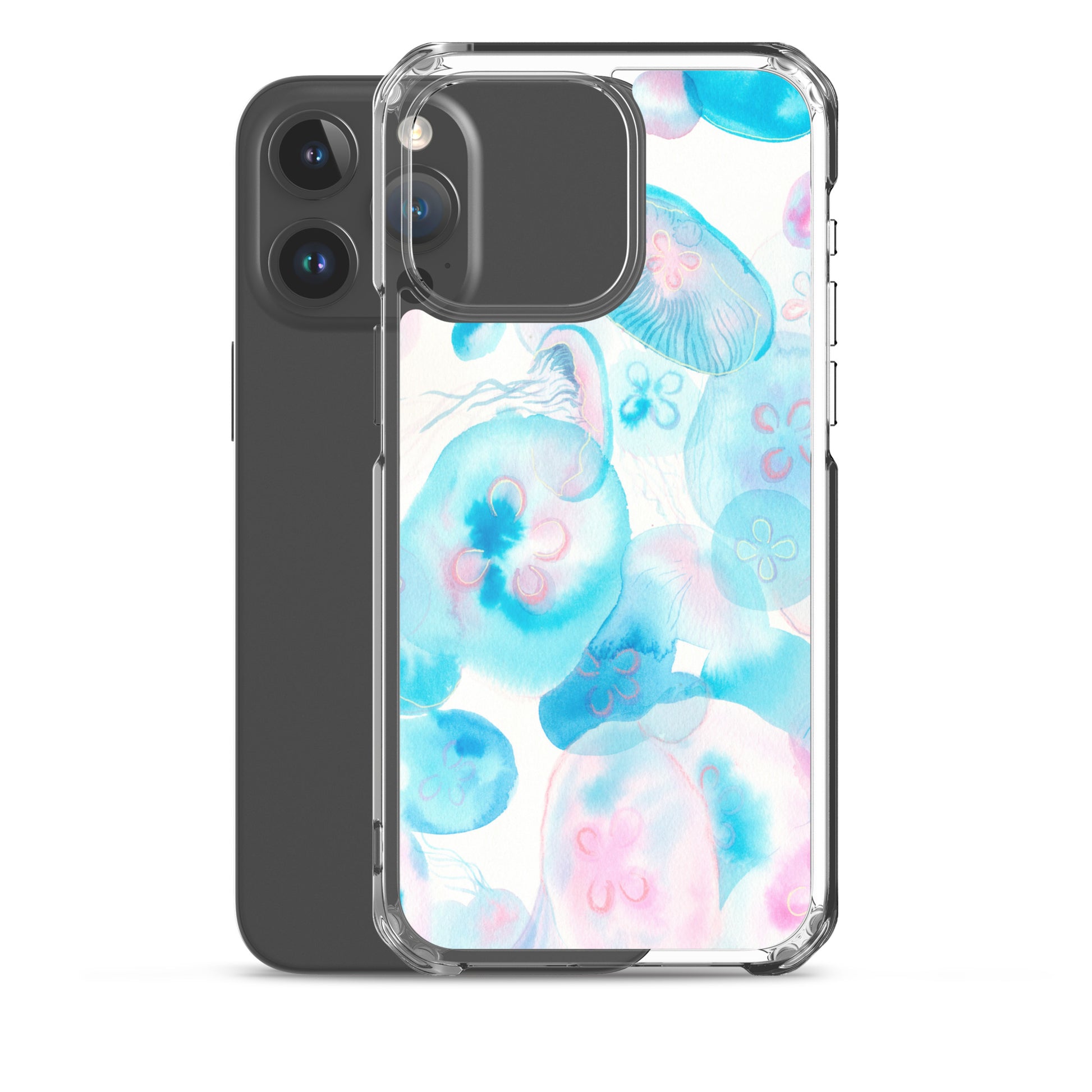 Light Blue Jelly Fish Clear Case for iPhone® - Aquamarine Design - Artistic Gifts for Women - Art by Artist Tania Herrera from Aquamarine Design Studio