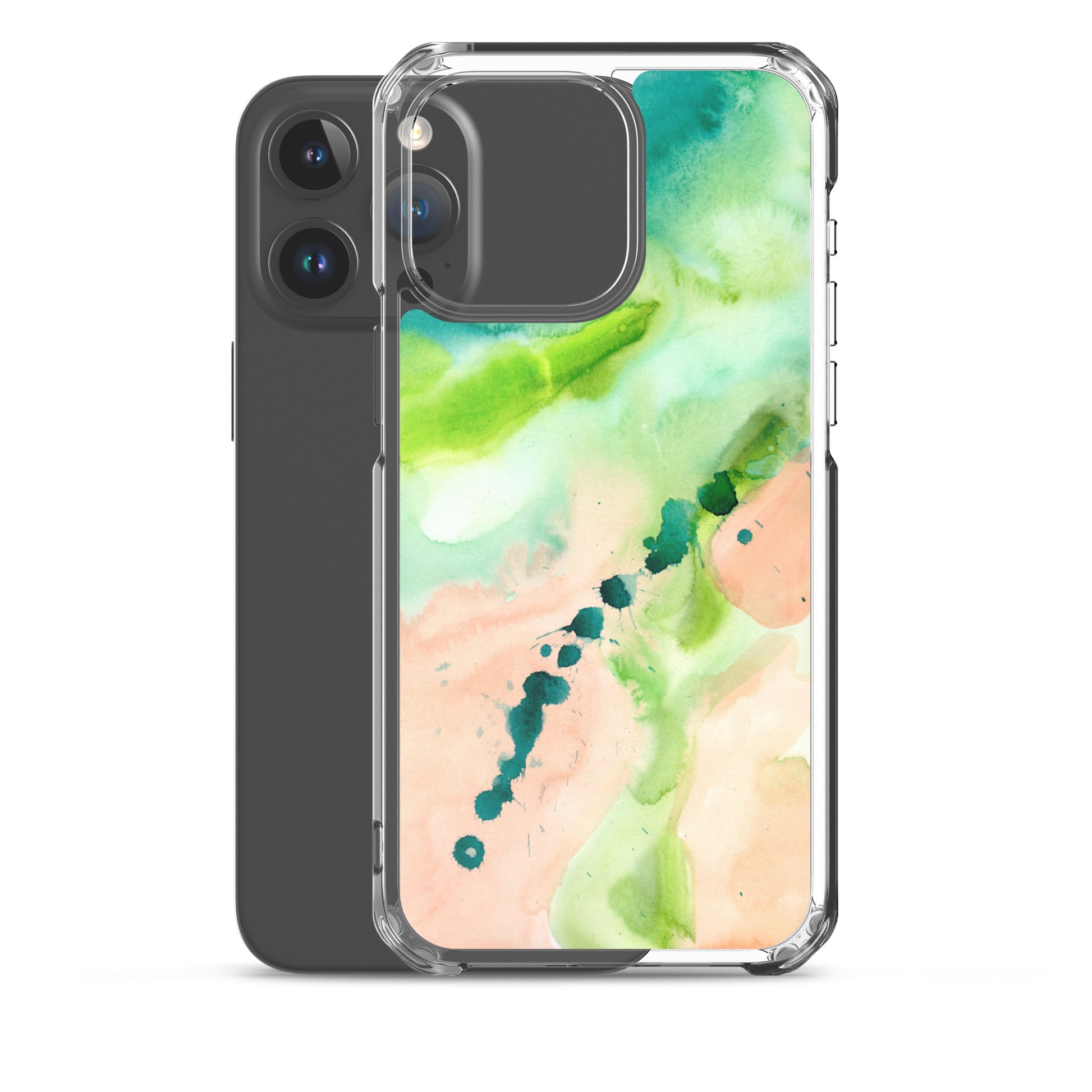 Coral and Aqua Abstract Design Clear Case for iPhone® - Aquamarine Design - Artistic Gifts for Women - Art by Artist Tania Herrera from Aquamarine Design Studio