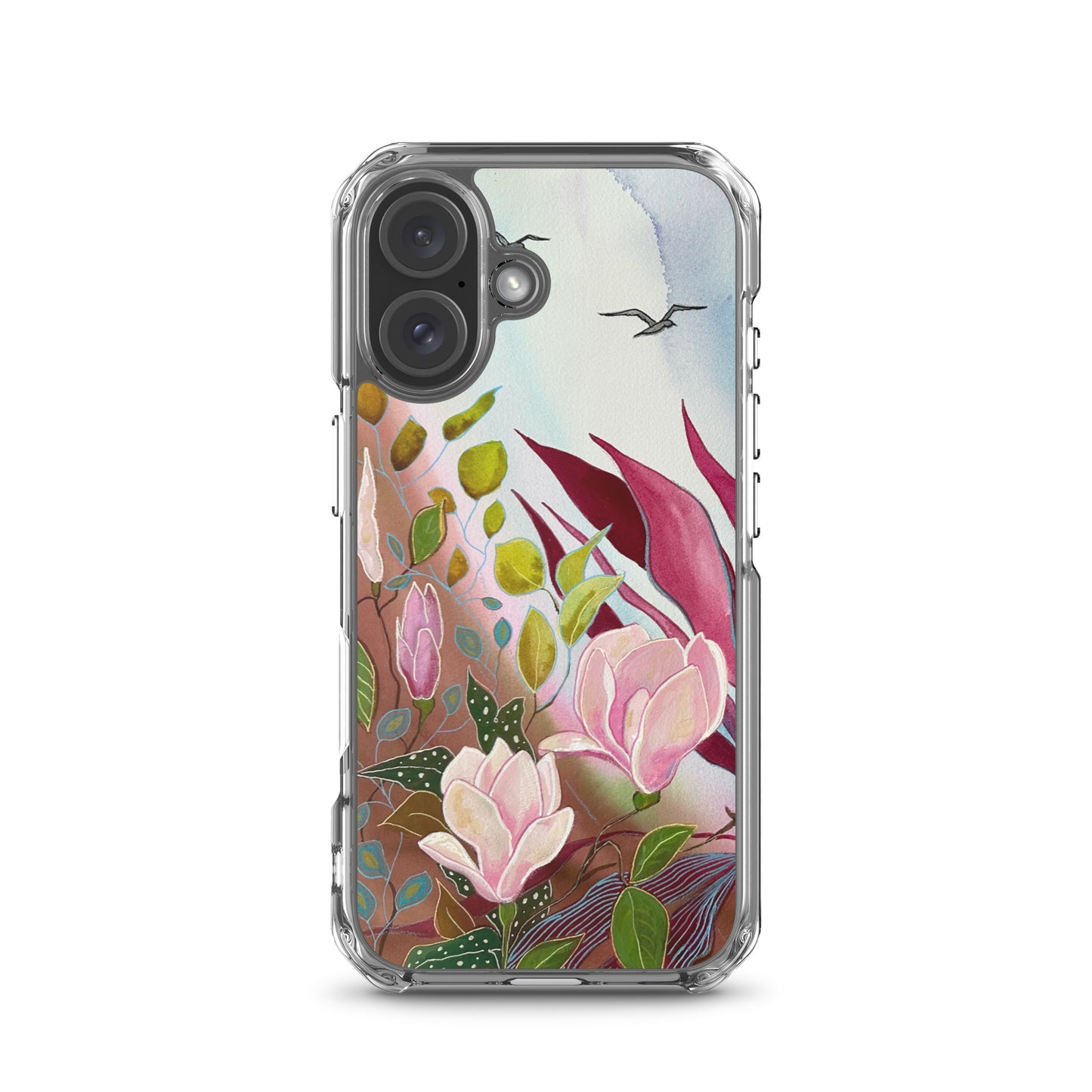 Pink Garden Clear Case for iPhone® - Aquamarine Design - Artistic Gifts for Women - Art by Artist Tania Herrera from Aquamarine Design Studio