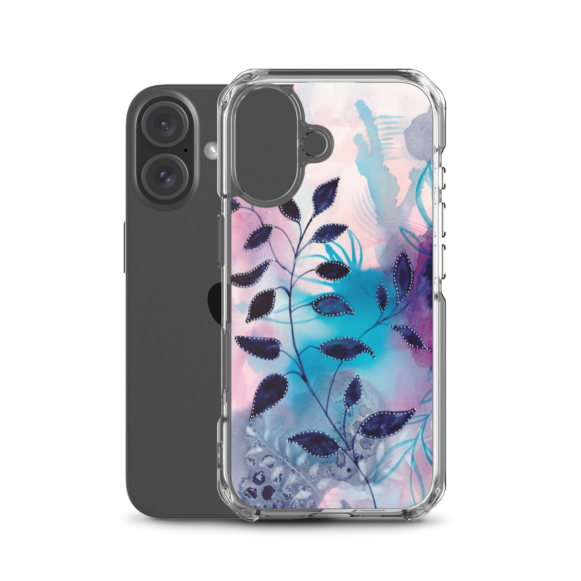 Blue Leaves2 Clear Case for iPhone® - Aquamarine Design - Artistic Gifts for Women - Art by Artist Tania Herrera from Aquamarine Design Studio