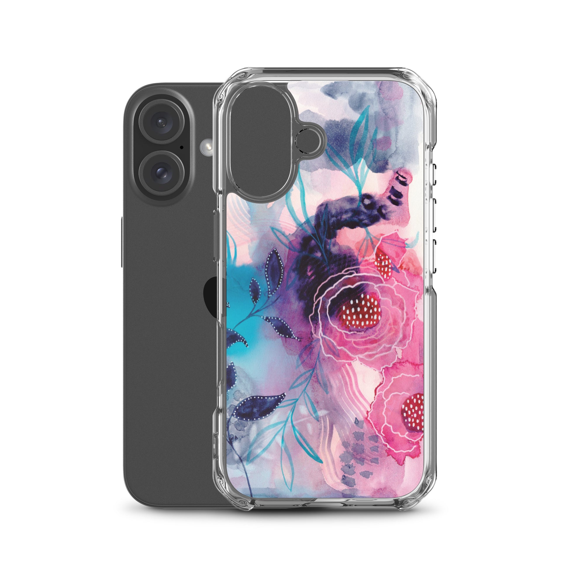 Blue Leaves Clear Case for iPhone® - Aquamarine Design - Artistic Gifts for Women - Art by Artist Tania Herrera from Aquamarine Design Studio