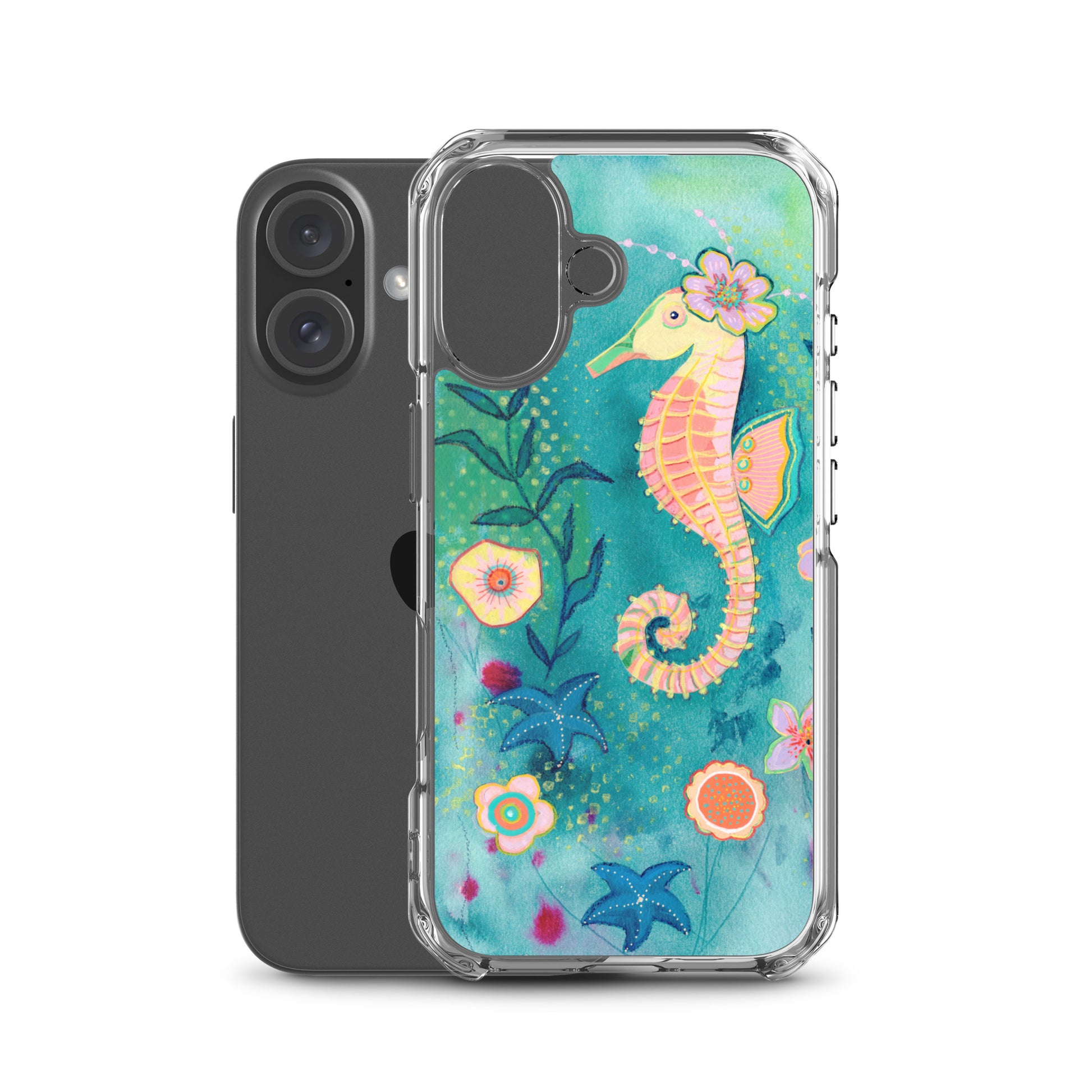 Seahorse Clear Case for iPhone® - Aquamarine Design - Artistic Gifts for Women - Art by Artist Tania Herrera from Aquamarine Design Studio