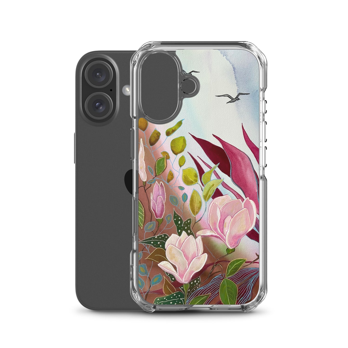 Pink Garden Clear Case for iPhone® - Aquamarine Design - Artistic Gifts for Women - Art by Artist Tania Herrera from Aquamarine Design Studio