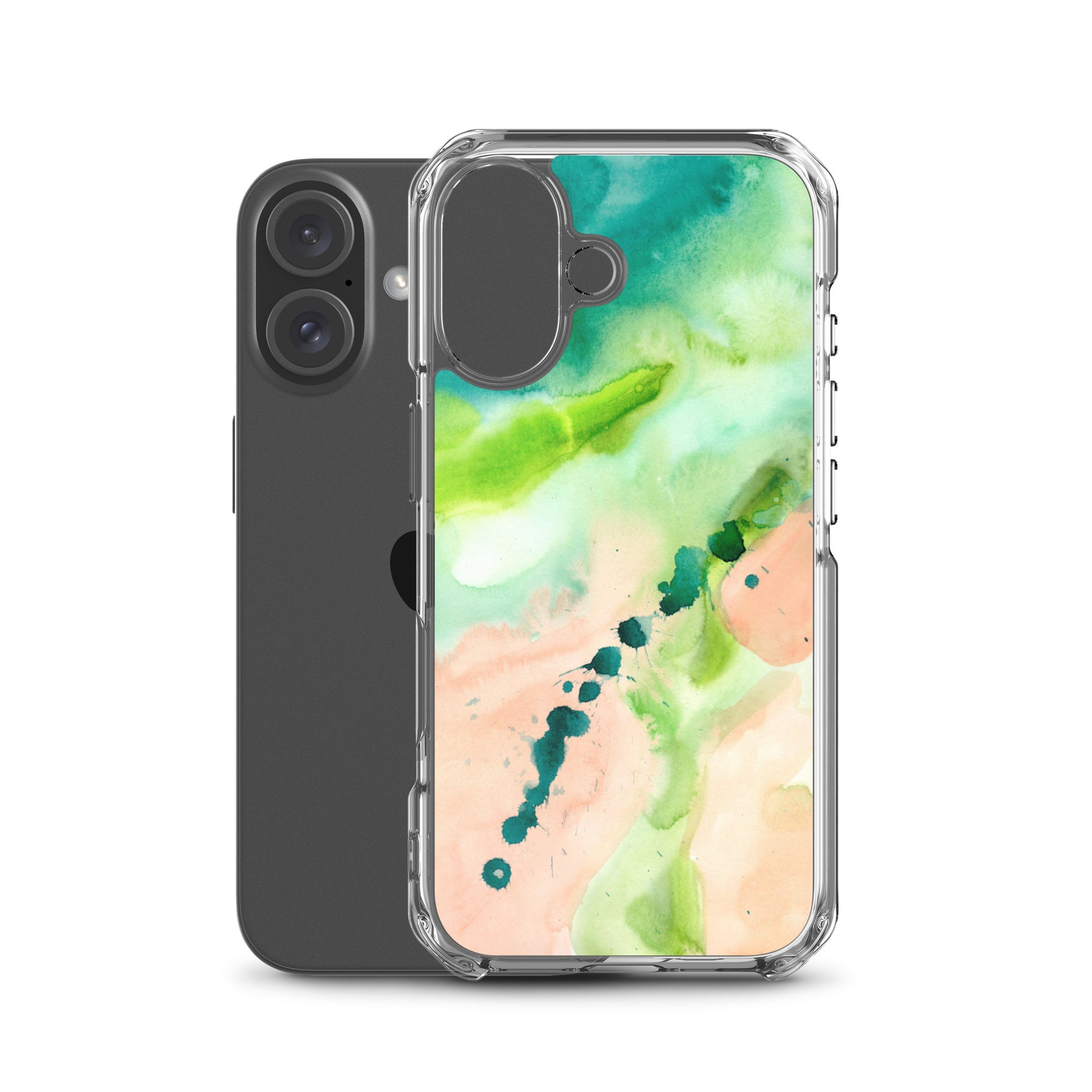 Coral and Aqua Abstract Design Clear Case for iPhone® - Aquamarine Design - Artistic Gifts for Women - Art by Artist Tania Herrera from Aquamarine Design Studio