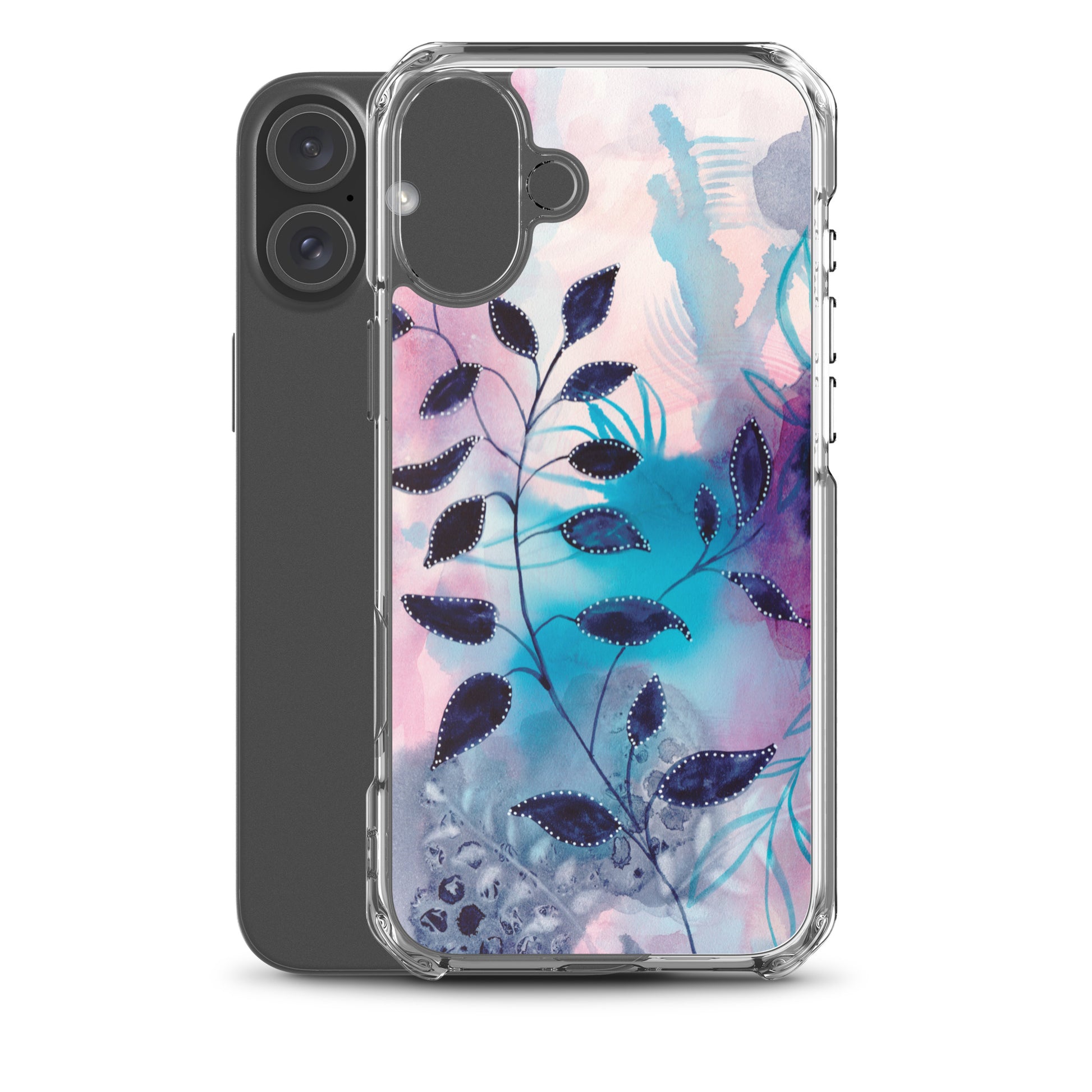 Blue Leaves2 Clear Case for iPhone® - Aquamarine Design - Artistic Gifts for Women - Art by Artist Tania Herrera from Aquamarine Design Studio