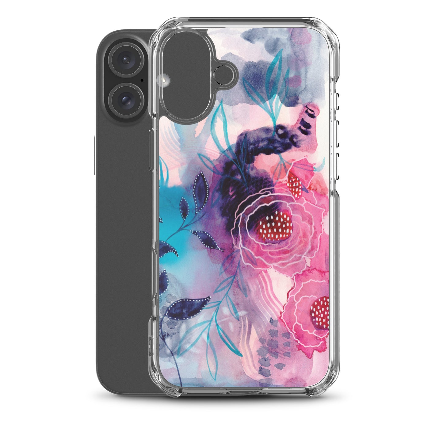 Blue Leaves Clear Case for iPhone® - Aquamarine Design - Artistic Gifts for Women - Art by Artist Tania Herrera from Aquamarine Design Studio