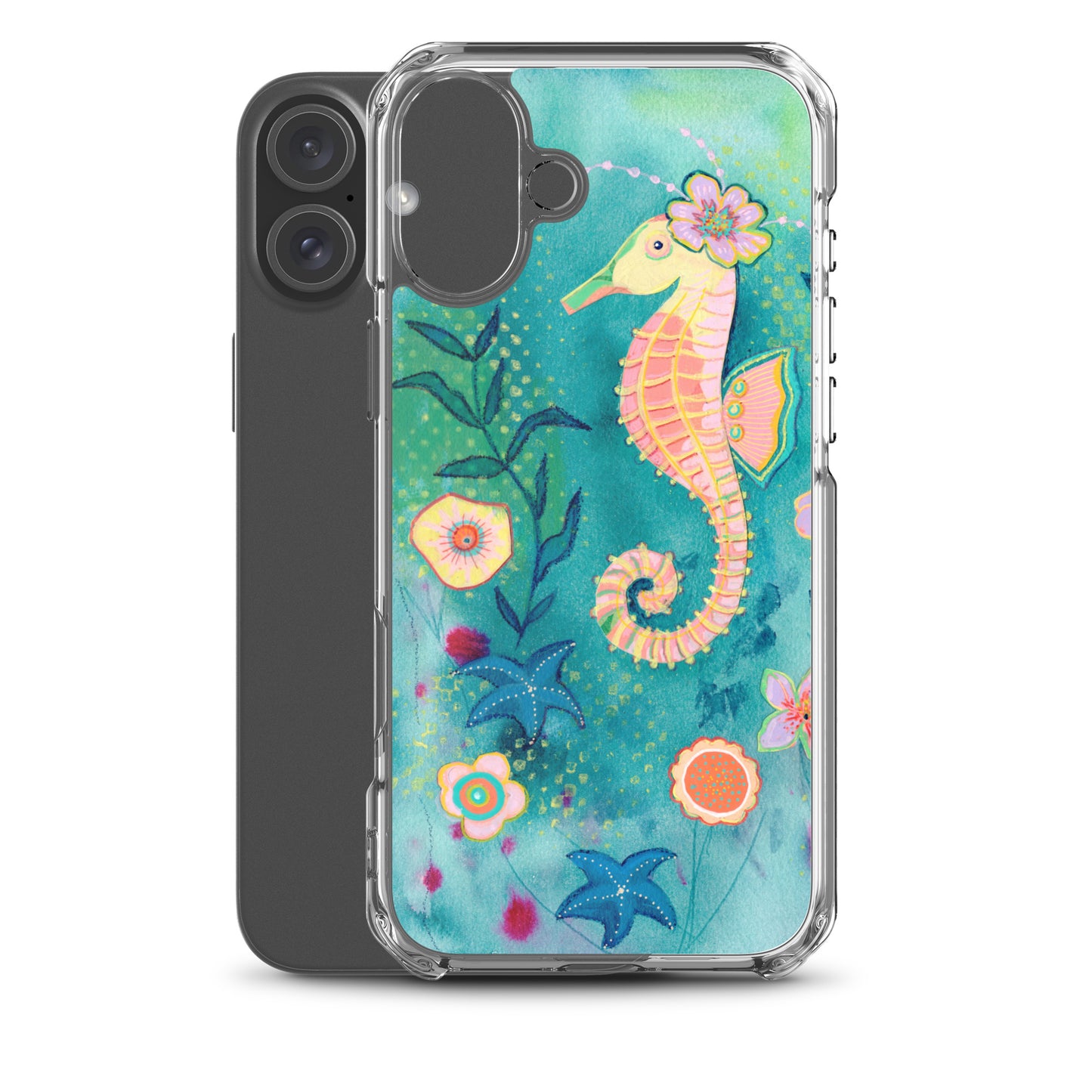 Seahorse Clear Case for iPhone® - Aquamarine Design - Artistic Gifts for Women - Art by Artist Tania Herrera from Aquamarine Design Studio