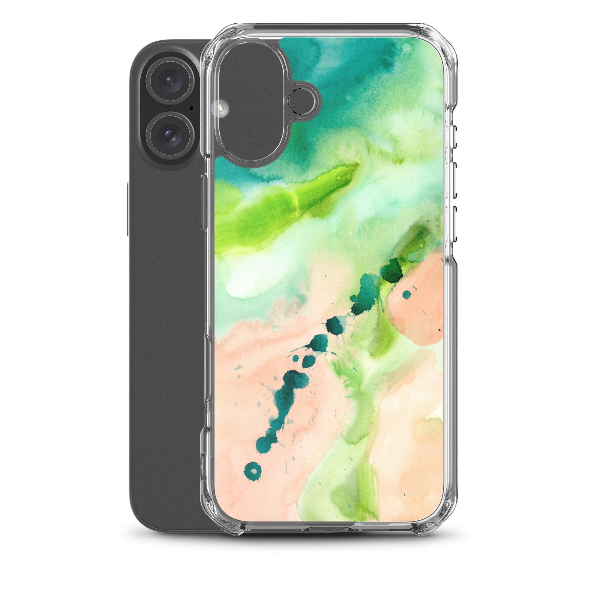 Coral and Aqua Abstract Design Clear Case for iPhone® - Aquamarine Design - Artistic Gifts for Women - Art by Artist Tania Herrera from Aquamarine Design Studio