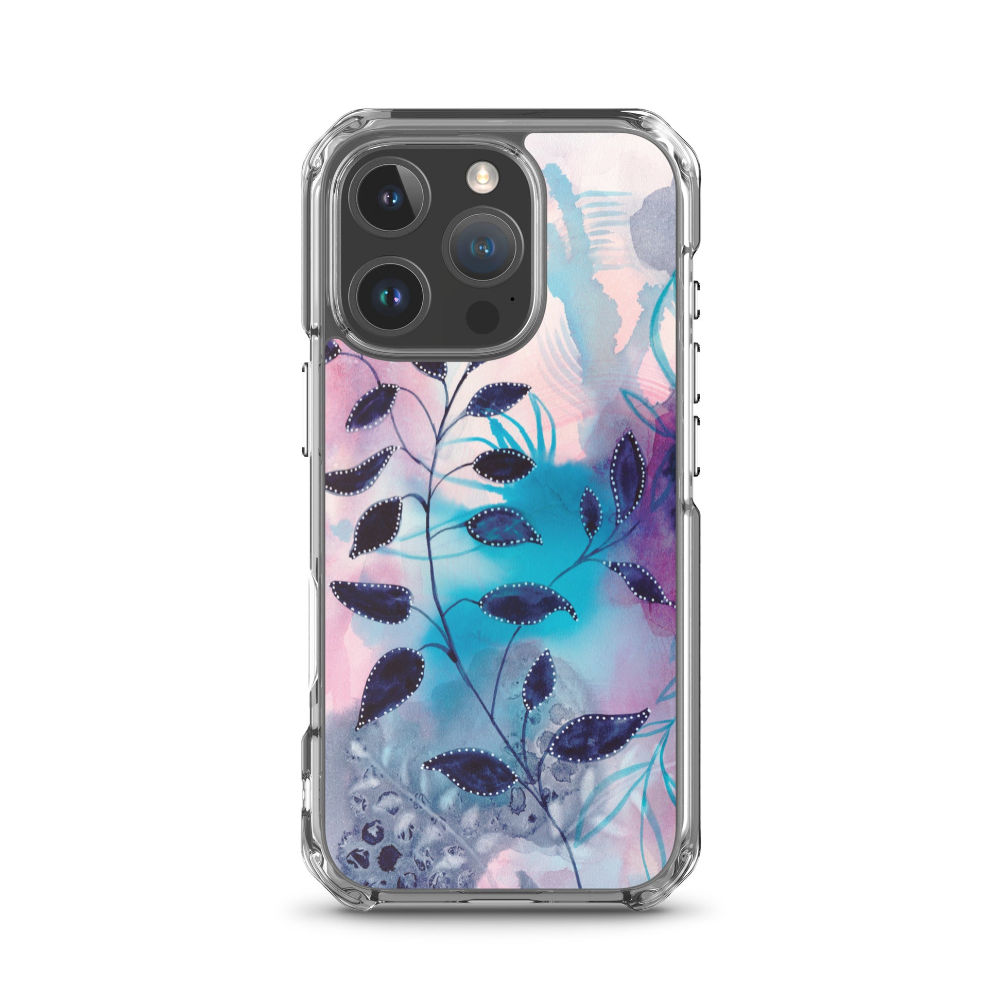 Blue Leaves2 Clear Case for iPhone® - Aquamarine Design - Artistic Gifts for Women - Art by Artist Tania Herrera from Aquamarine Design Studio