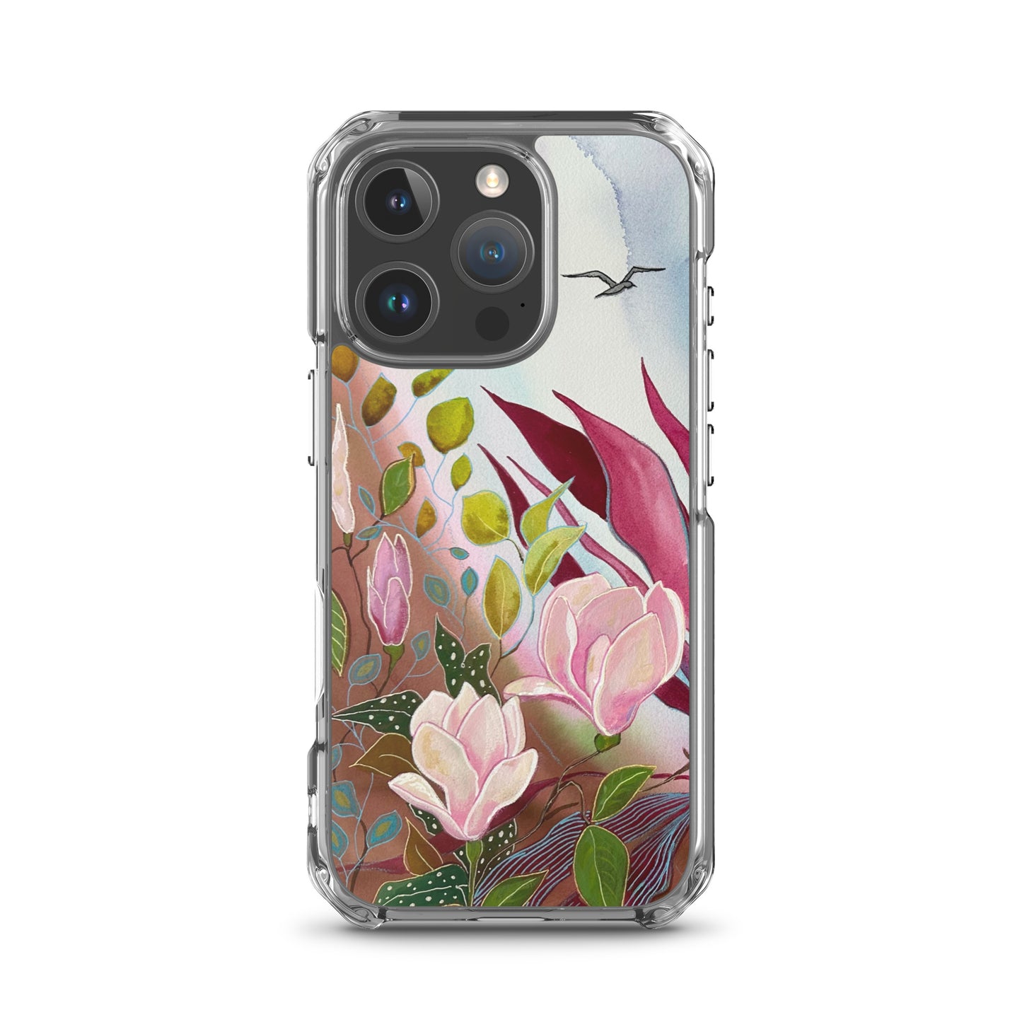 Pink Garden Clear Case for iPhone® - Aquamarine Design - Artistic Gifts for Women - Art by Artist Tania Herrera from Aquamarine Design Studio