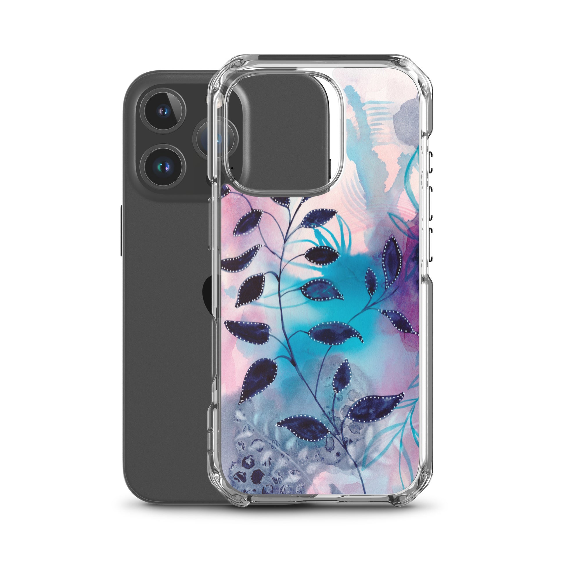 Blue Leaves2 Clear Case for iPhone® - Aquamarine Design - Artistic Gifts for Women - Art by Artist Tania Herrera from Aquamarine Design Studio