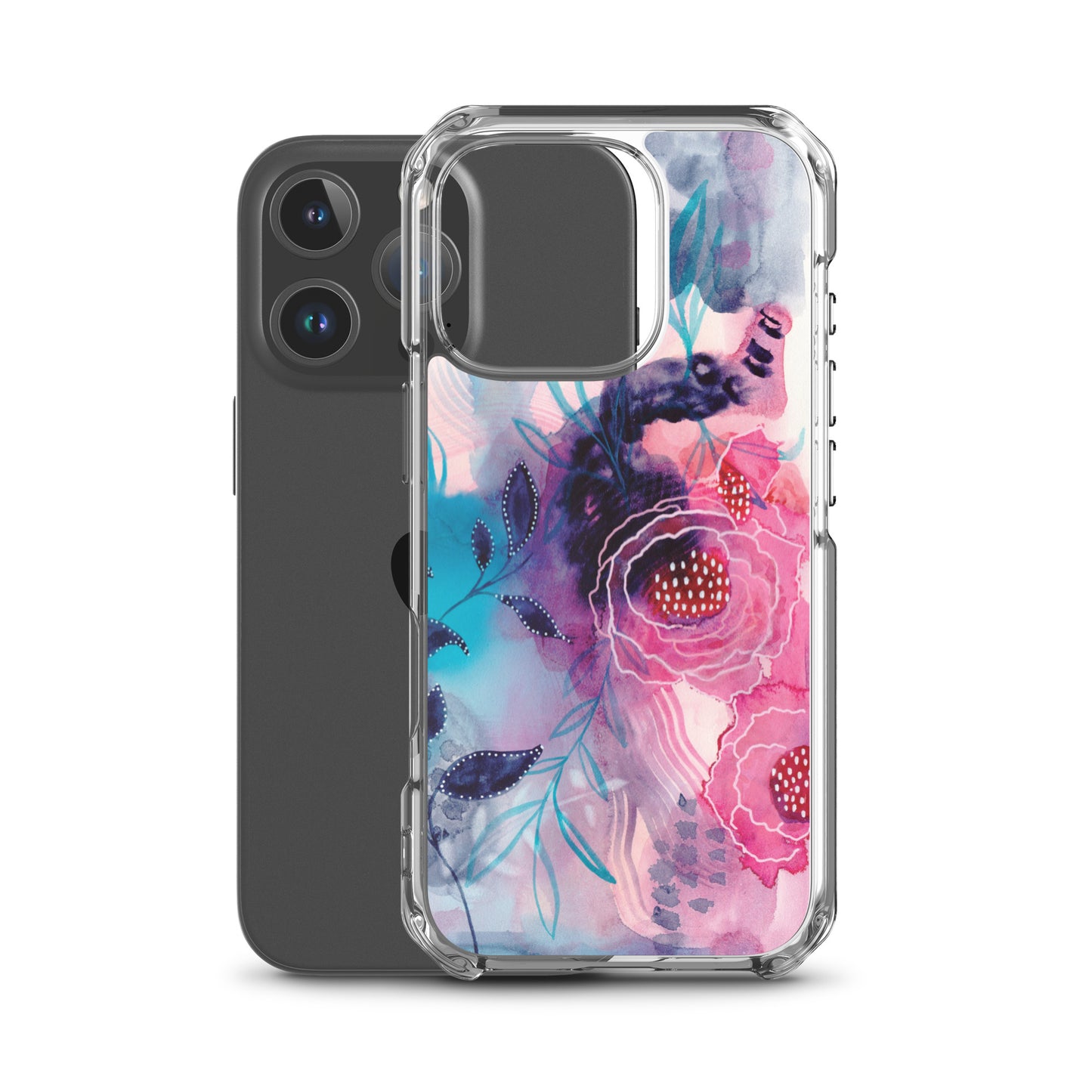 Blue Leaves Clear Case for iPhone® - Aquamarine Design - Artistic Gifts for Women - Art by Artist Tania Herrera from Aquamarine Design Studio