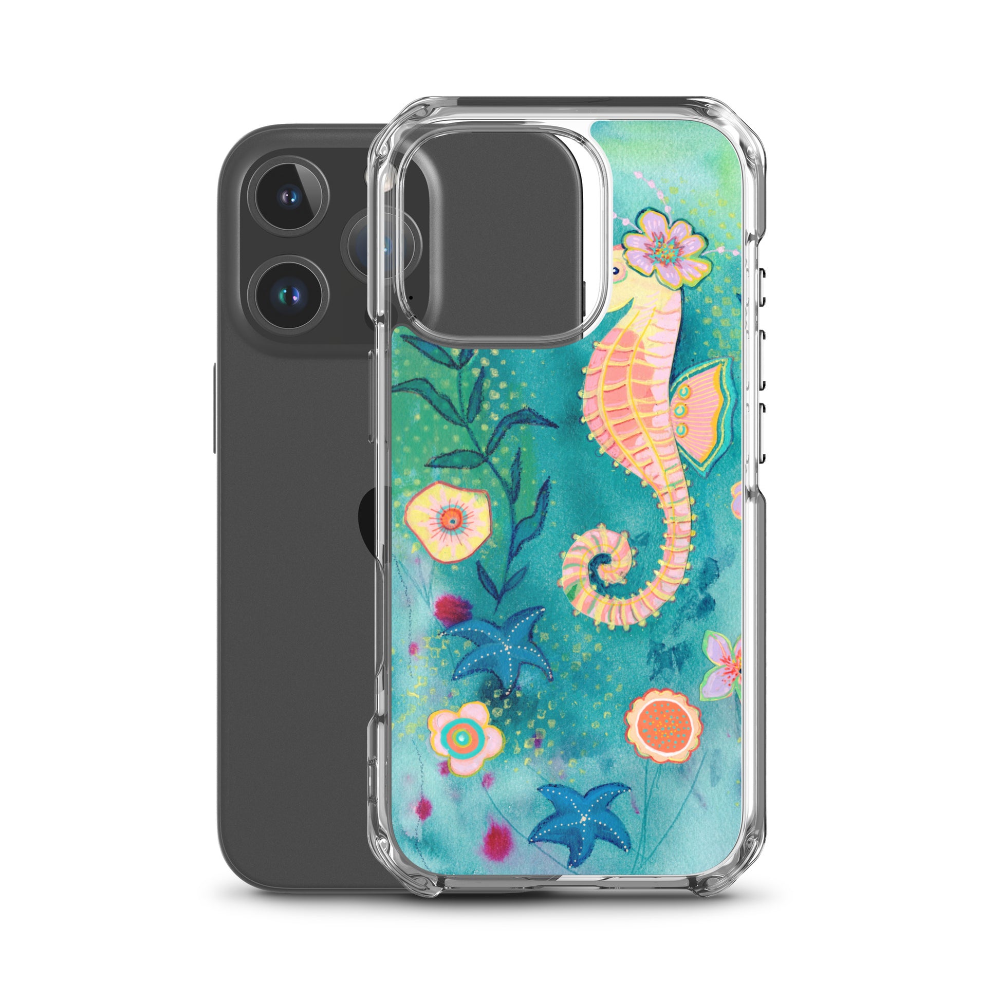 Seahorse Clear Case for iPhone® - Aquamarine Design - Artistic Gifts for Women - Art by Artist Tania Herrera from Aquamarine Design Studio