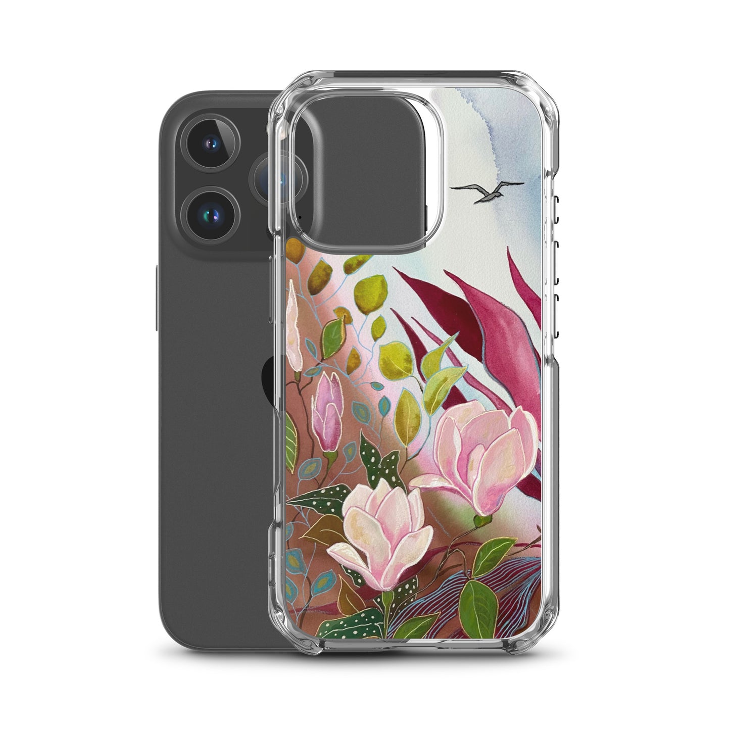 Pink Garden Clear Case for iPhone® - Aquamarine Design - Artistic Gifts for Women - Art by Artist Tania Herrera from Aquamarine Design Studio
