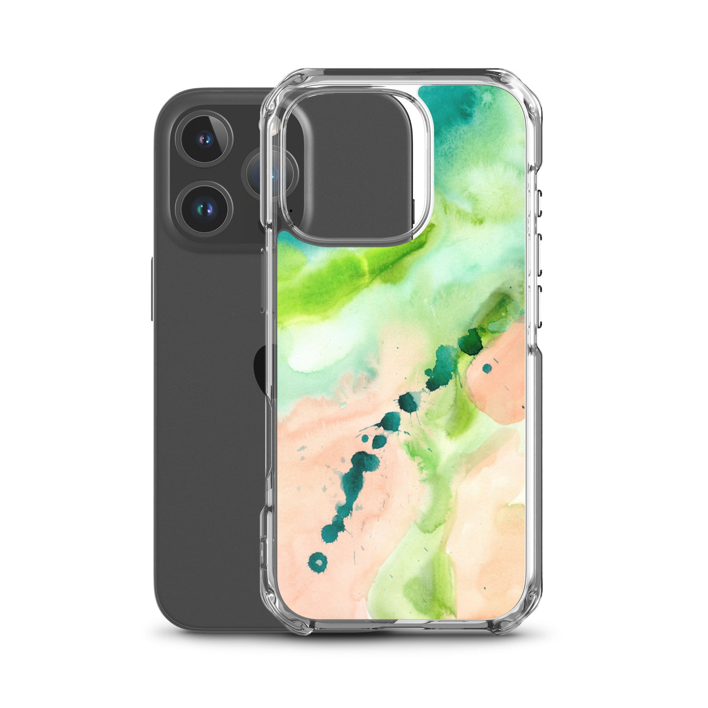 Coral and Aqua Abstract Design Clear Case for iPhone® - Aquamarine Design - Artistic Gifts for Women - Art by Artist Tania Herrera from Aquamarine Design Studio