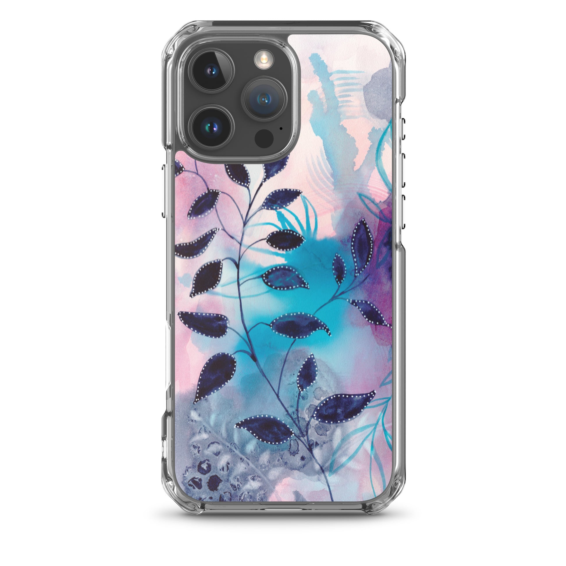 Blue Leaves2 Clear Case for iPhone® - Aquamarine Design - Artistic Gifts for Women - Art by Artist Tania Herrera from Aquamarine Design Studio